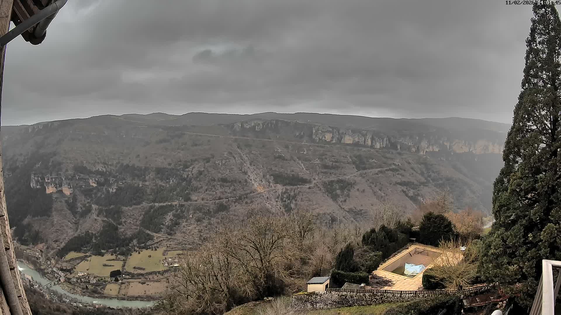 Les Gorges du Tarn (The Gorges of Tarn) View from Saint-Romme-de-Dolan Village Live Cam - Florac, Lozère, Occitanie, France