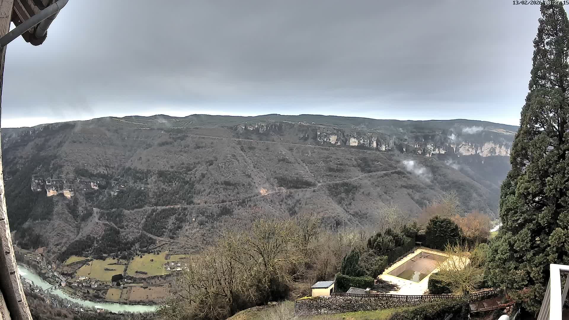Les Gorges du Tarn (The Gorges of Tarn) View from Saint-Romme-de-Dolan Village Live Cam - Florac, Lozère, Occitanie, France
