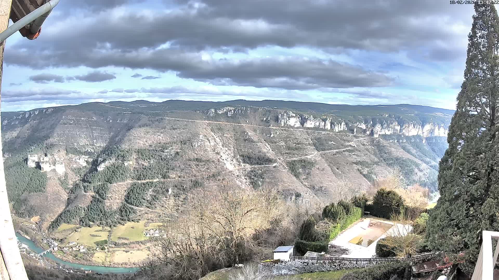 Les Gorges du Tarn (The Gorges of Tarn) View from Saint-Romme-de-Dolan Village Live Cam - Florac, Lozère, Occitanie, France