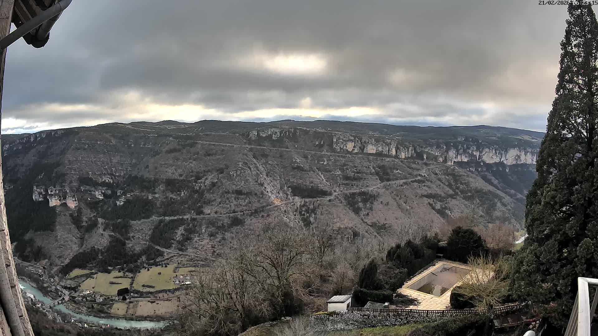 Les Gorges du Tarn (The Gorges of Tarn) View from Saint-Romme-de-Dolan Village Live Cam - Florac, Lozère, Occitanie, France
