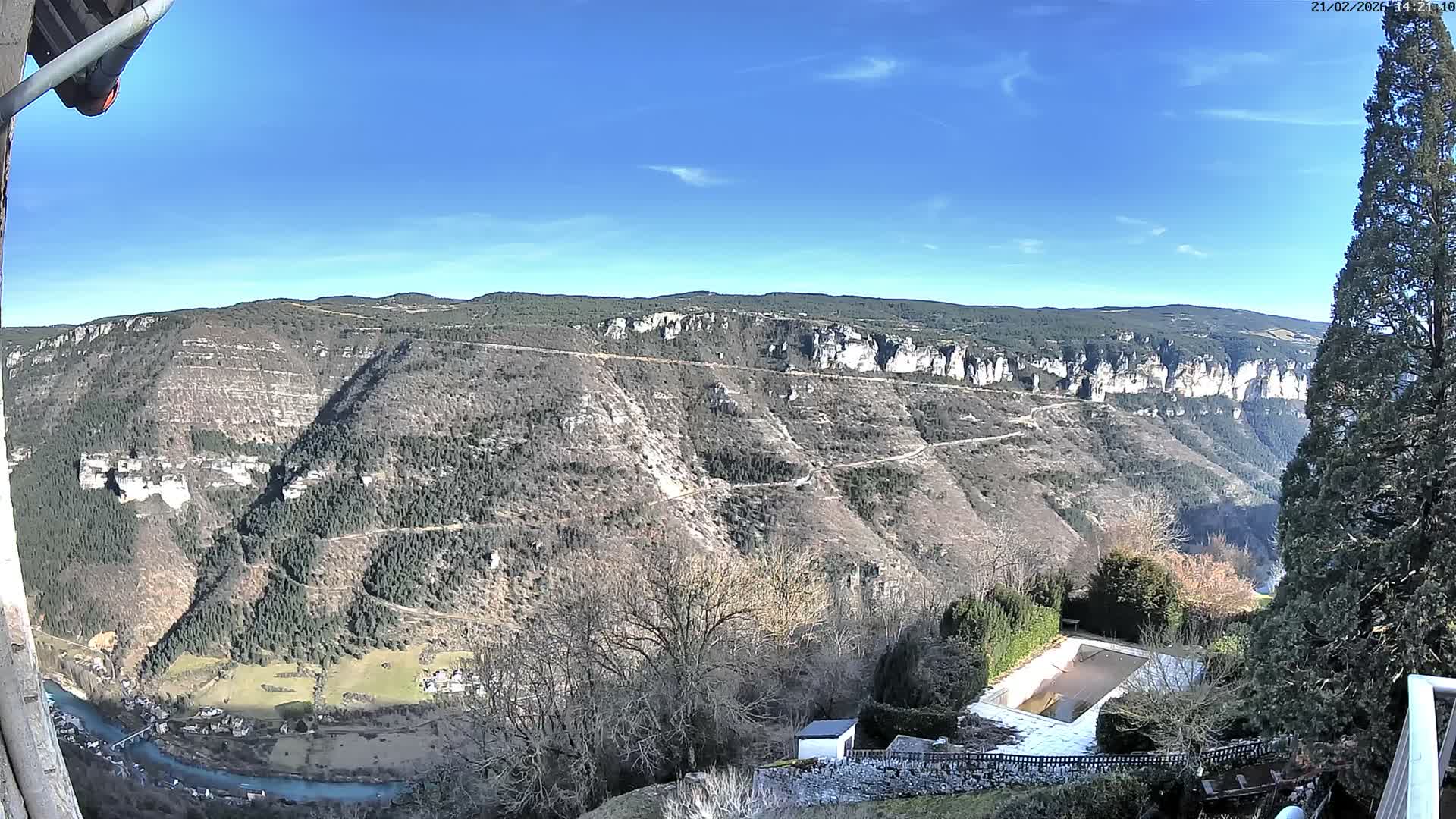Les Gorges du Tarn (The Gorges of Tarn) View from Saint-Romme-de-Dolan Village Live Cam - Florac, Lozère, Occitanie, France
