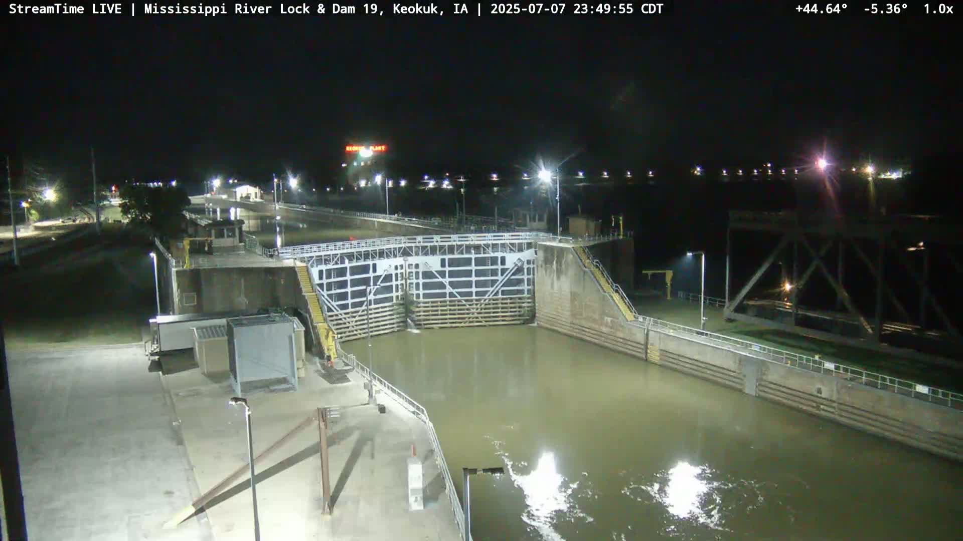 Keokuk Mississippi River Lock 19 Dam & Keokuk Power Plant Live Cam - Keokuk, Lee, Iowa, USA
