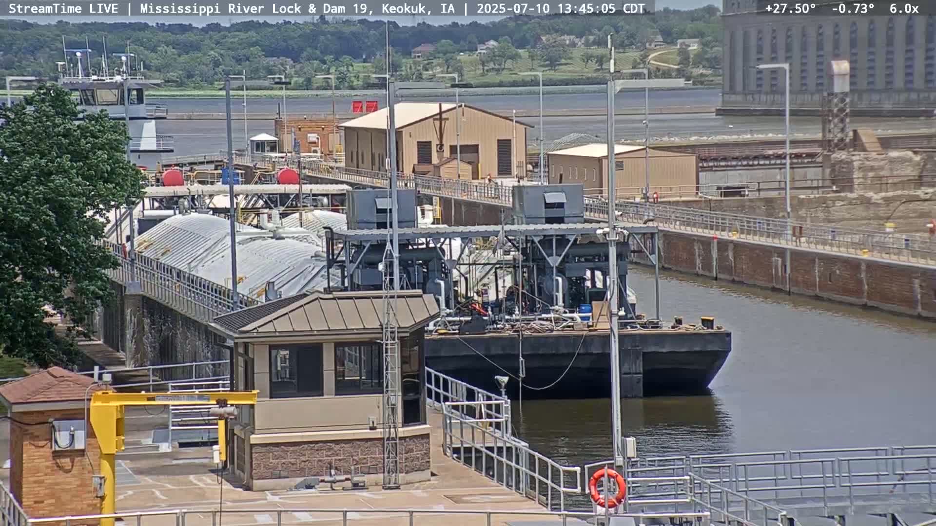 Keokuk Mississippi River Lock 19 Dam & Keokuk Power Plant Live Cam - Keokuk, Lee, Iowa, USA