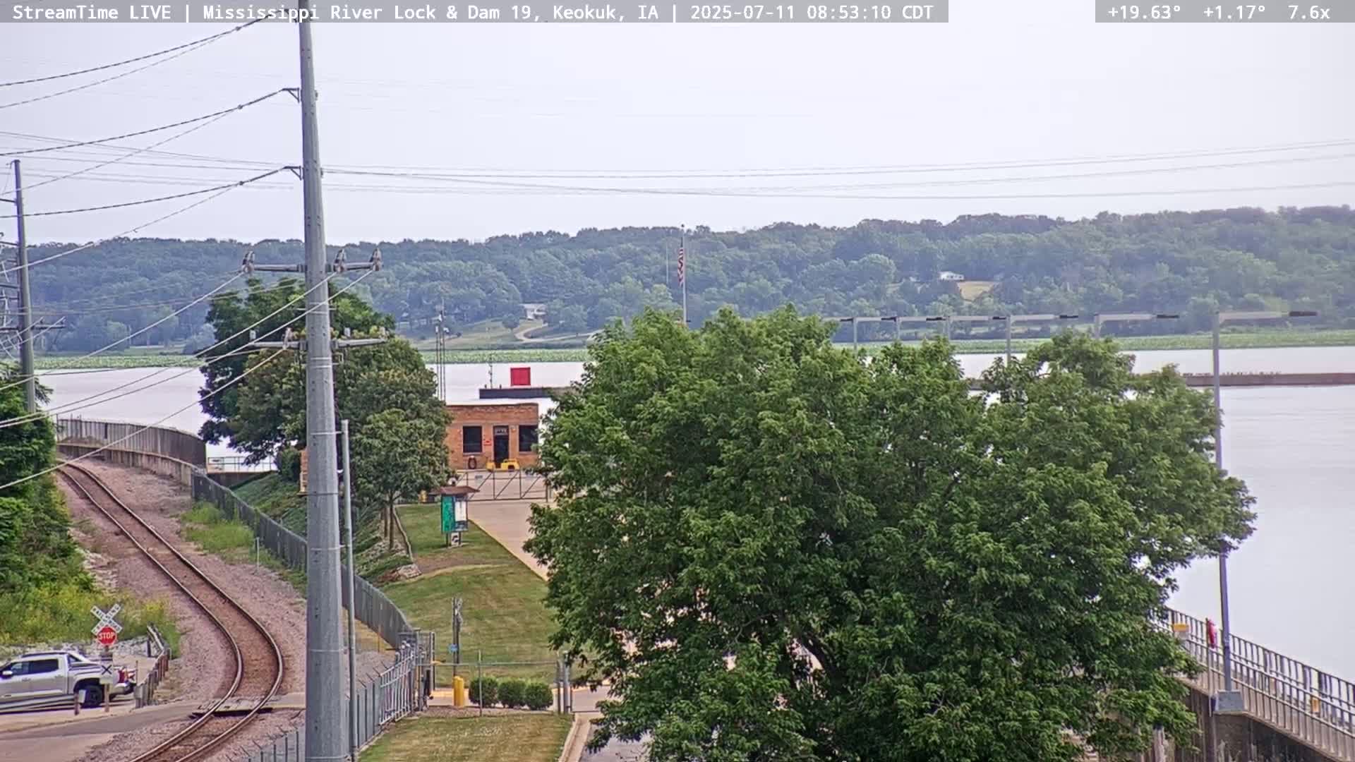 Keokuk Mississippi River Lock 19 Dam & Keokuk Power Plant Live Cam - Keokuk, Lee, Iowa, USA