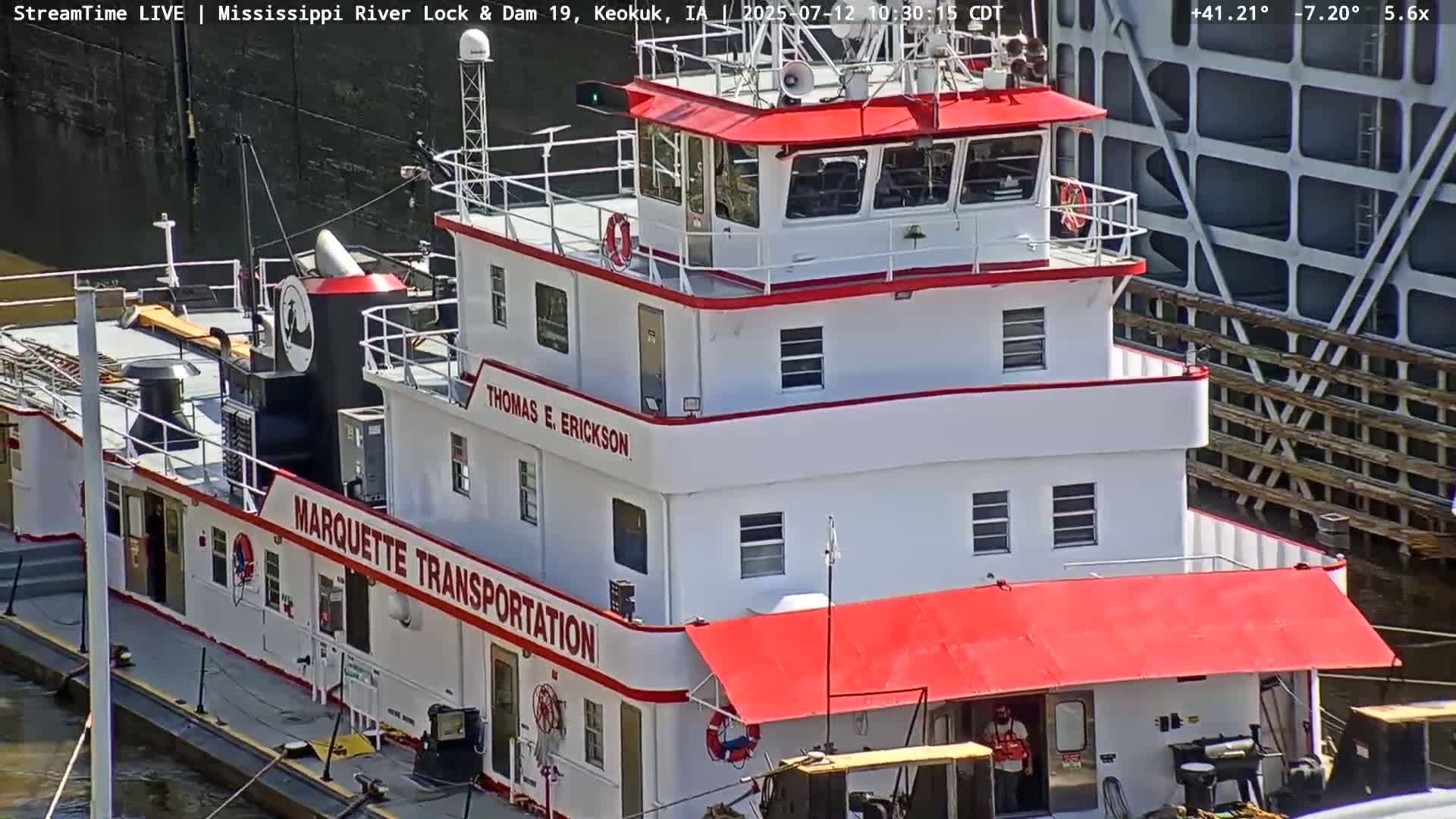 Keokuk Mississippi River Lock 19 Dam & Keokuk Power Plant Live Cam - Keokuk, Lee, Iowa, USA