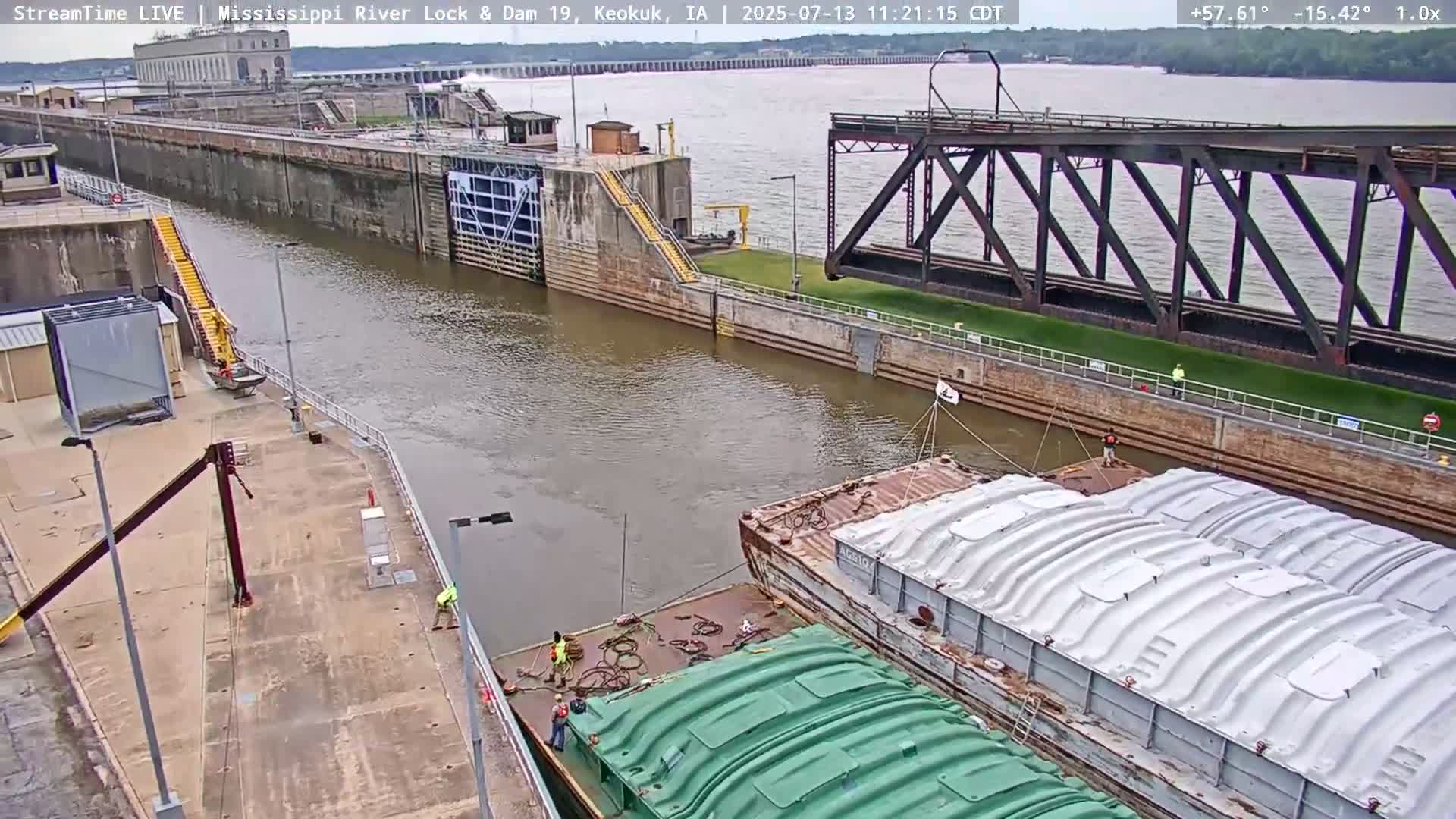 Keokuk Mississippi River Lock 19 Dam & Keokuk Power Plant Live Cam - Keokuk, Lee, Iowa, USA