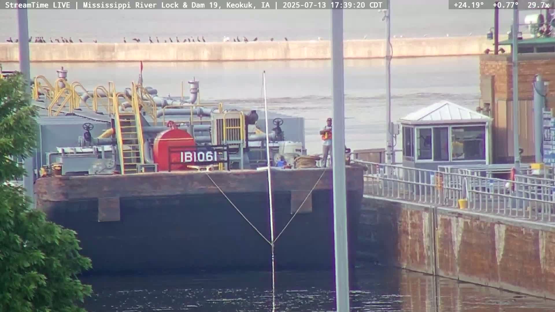 Keokuk Mississippi River Lock 19 Dam & Keokuk Power Plant Live Cam - Keokuk, Lee, Iowa, USA