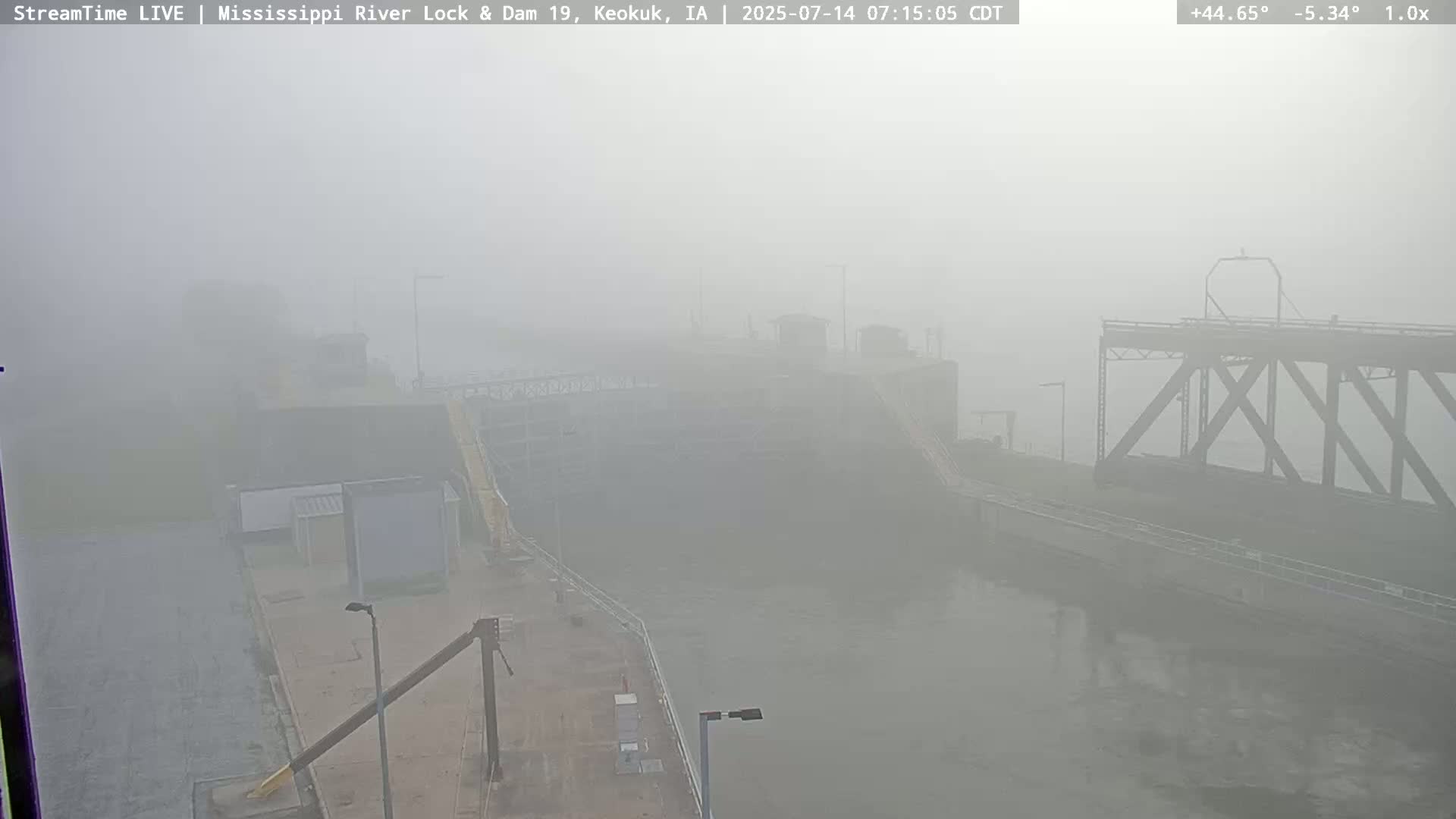 Keokuk Mississippi River Lock 19 Dam & Keokuk Power Plant Live Cam - Keokuk, Lee, Iowa, USA