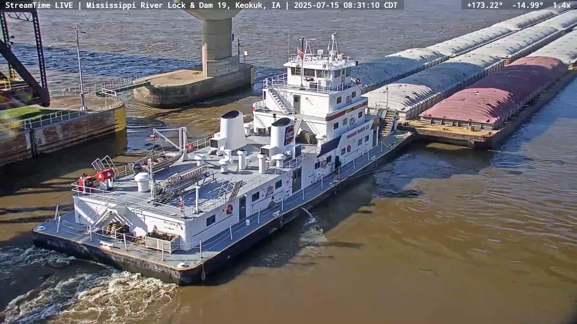 Keokuk Mississippi River Lock 19 Dam & Keokuk Power Plant Live Cam - Keokuk, Lee, Iowa, USA