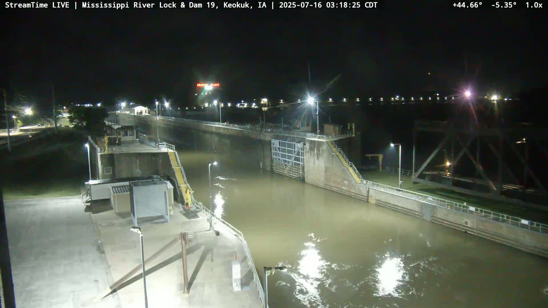 Keokuk Mississippi River Lock 19 Dam & Keokuk Power Plant Live Cam - Keokuk, Lee, Iowa, USA