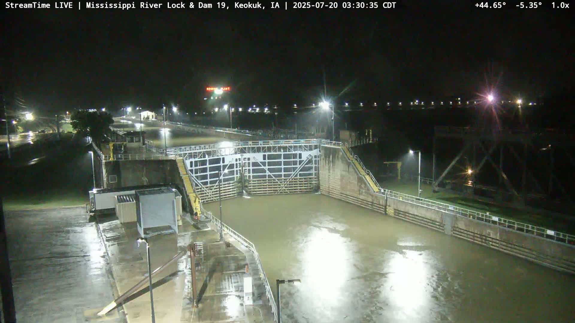 Keokuk Mississippi River Lock 19 Dam & Keokuk Power Plant Live Cam - Keokuk, Lee, Iowa, USA