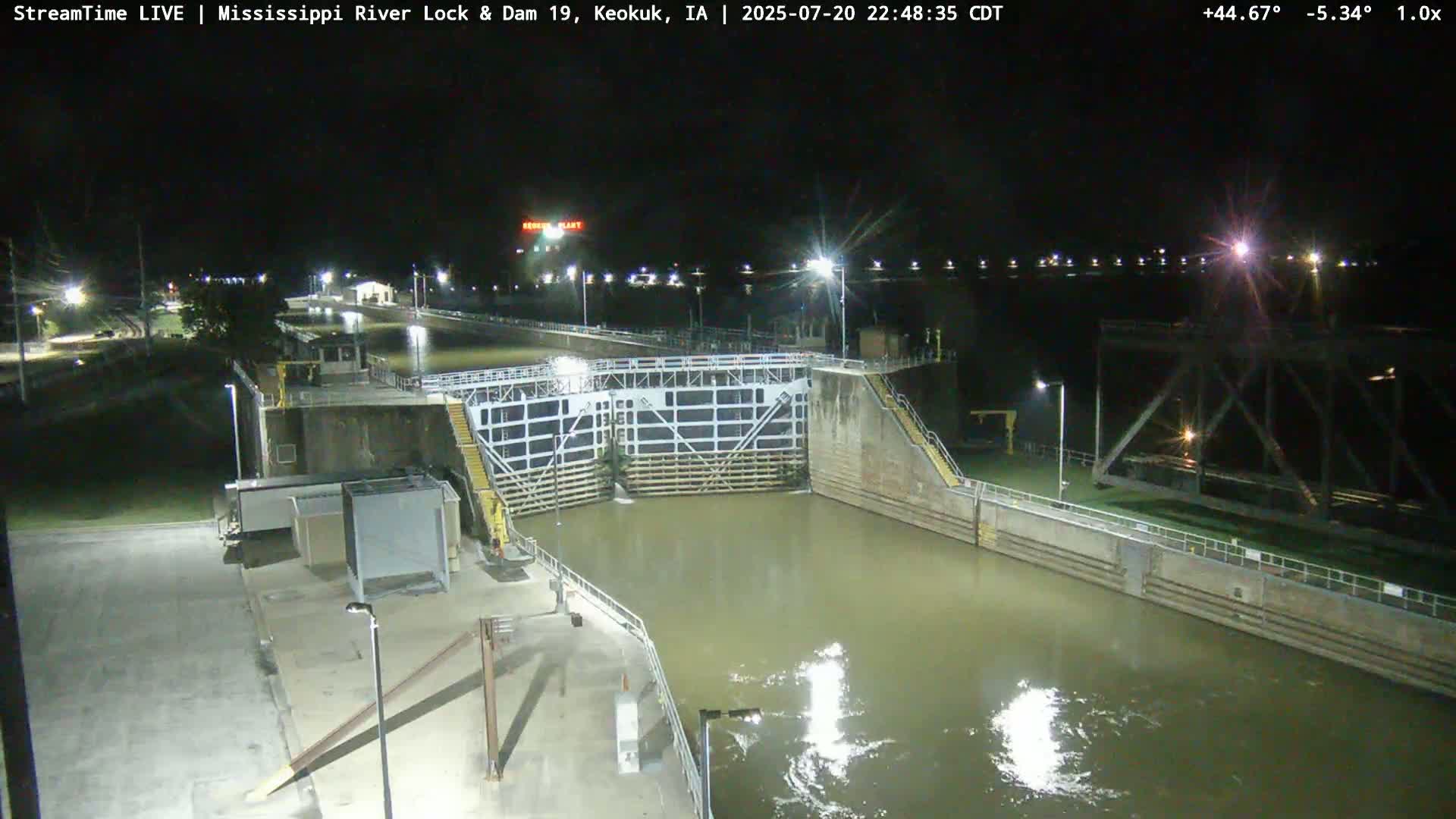 Keokuk Mississippi River Lock 19 Dam & Keokuk Power Plant Live Cam - Keokuk, Lee, Iowa, USA