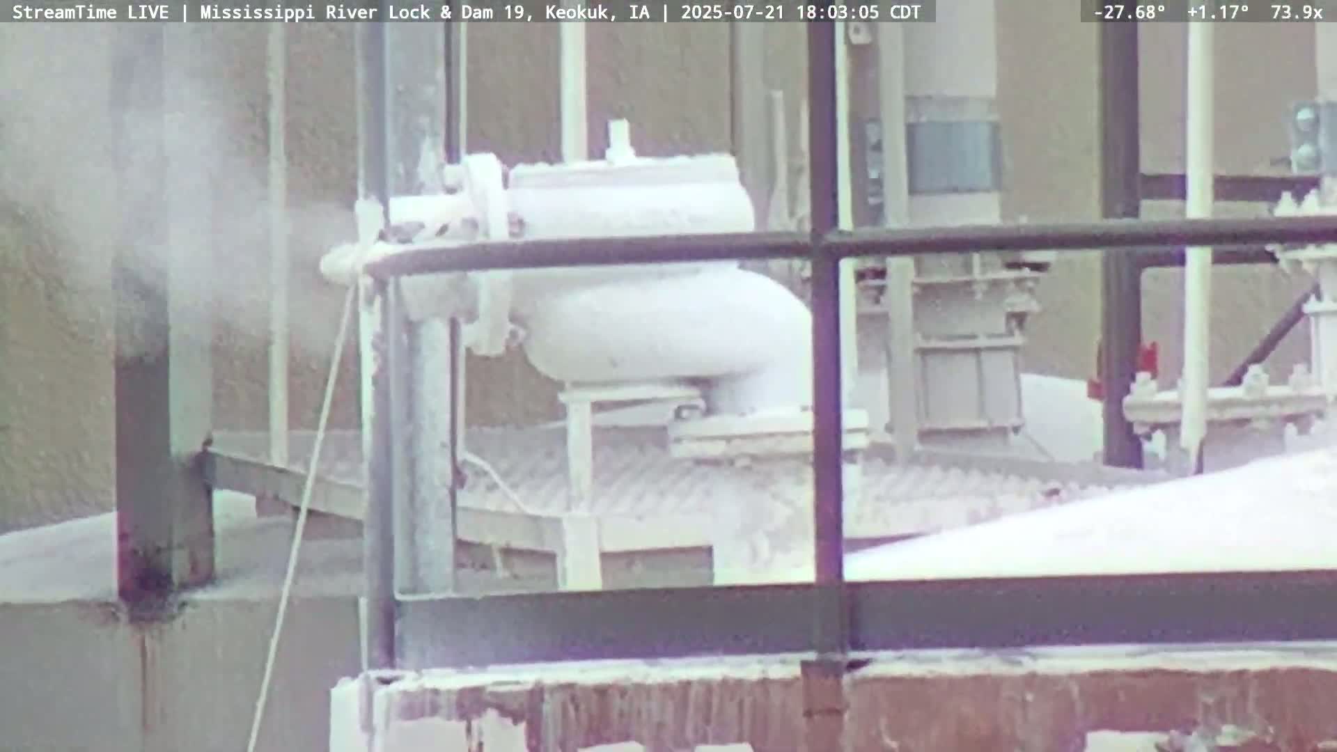Keokuk Mississippi River Lock 19 Dam & Keokuk Power Plant Live Cam - Keokuk, Lee, Iowa, USA