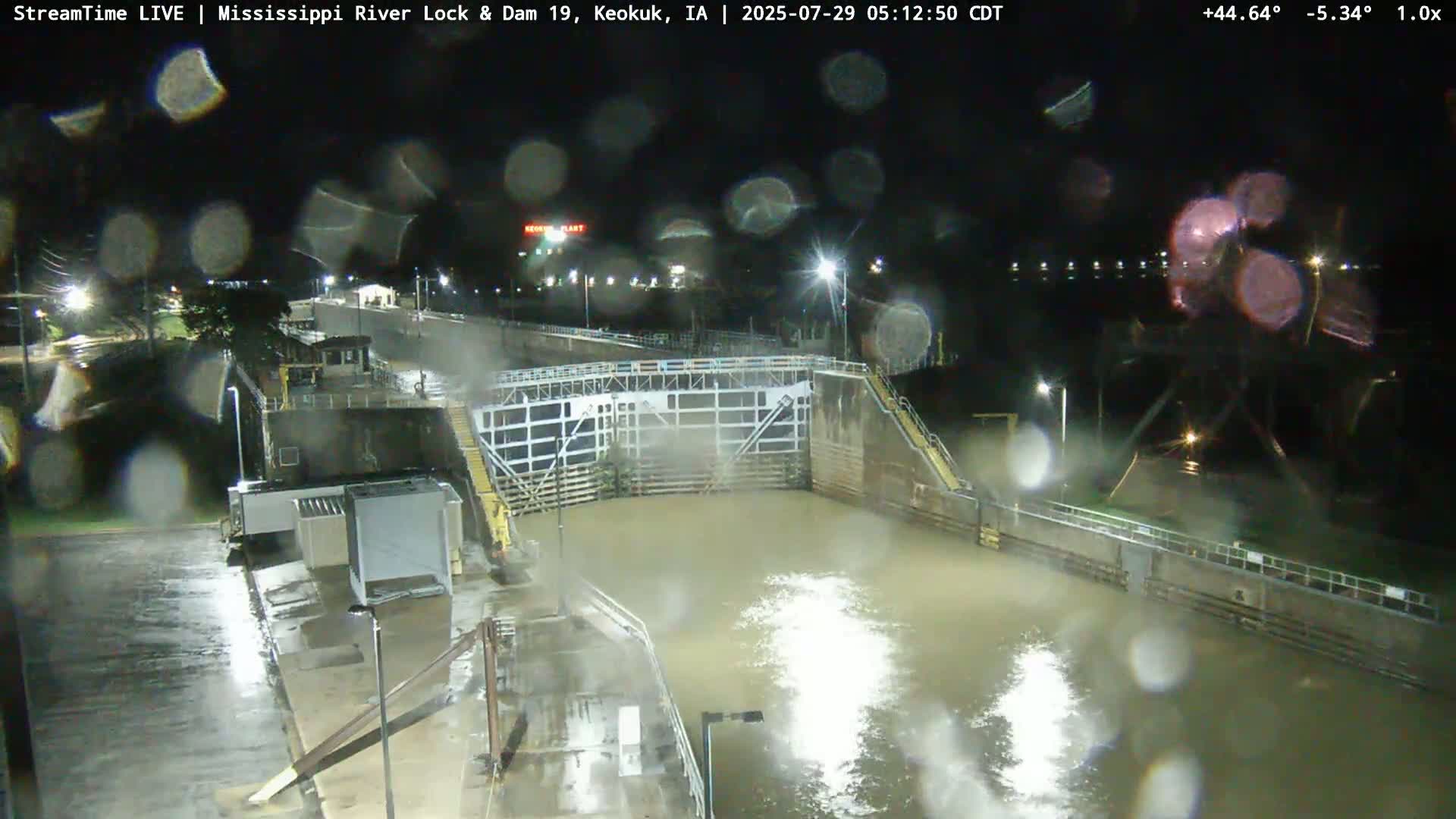 Keokuk Mississippi River Lock 19 Dam & Keokuk Power Plant Live Cam - Keokuk, Lee, Iowa, USA