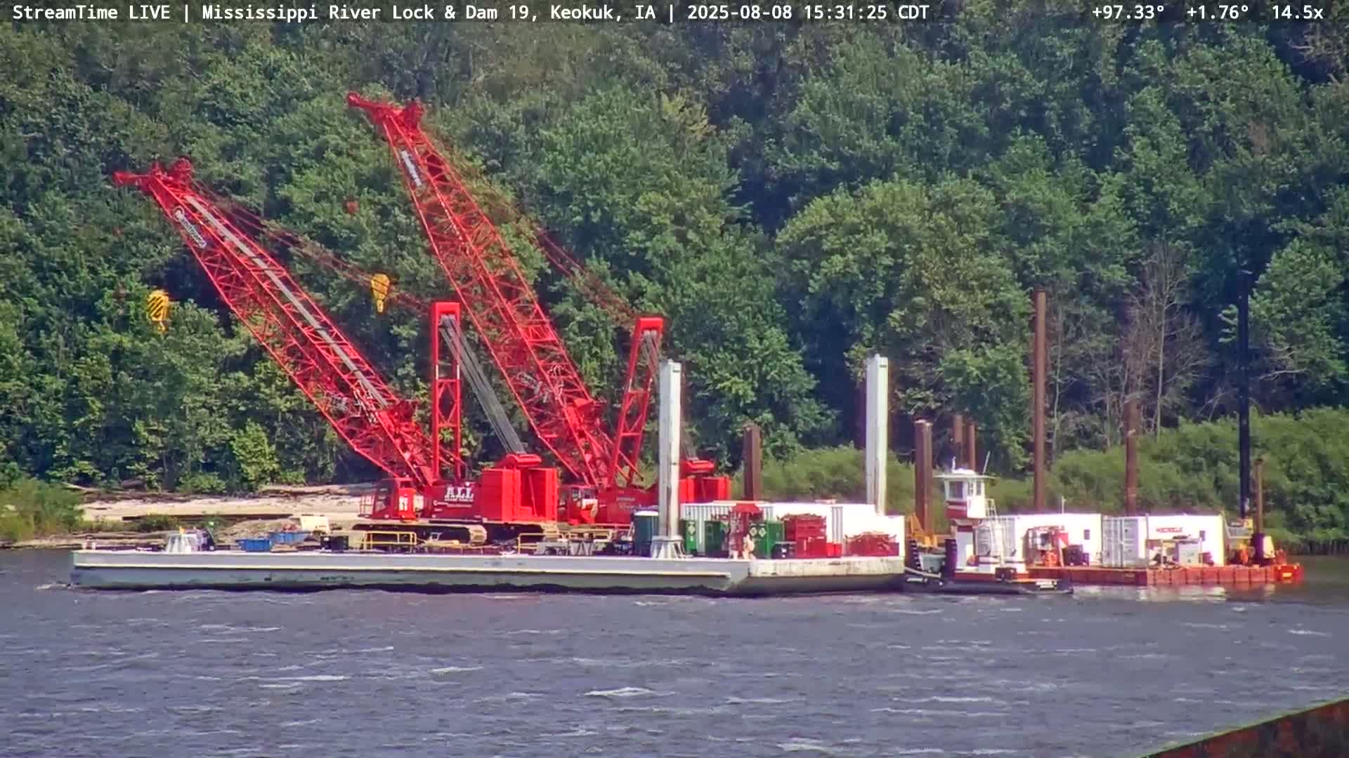 Keokuk Mississippi River Lock 19 Dam & Keokuk Power Plant Live Cam - Keokuk, Lee, Iowa, USA