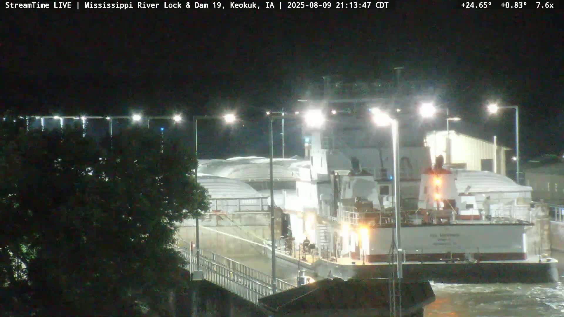 Keokuk Mississippi River Lock 19 Dam & Keokuk Power Plant Live Cam - Keokuk, Lee, Iowa, USA