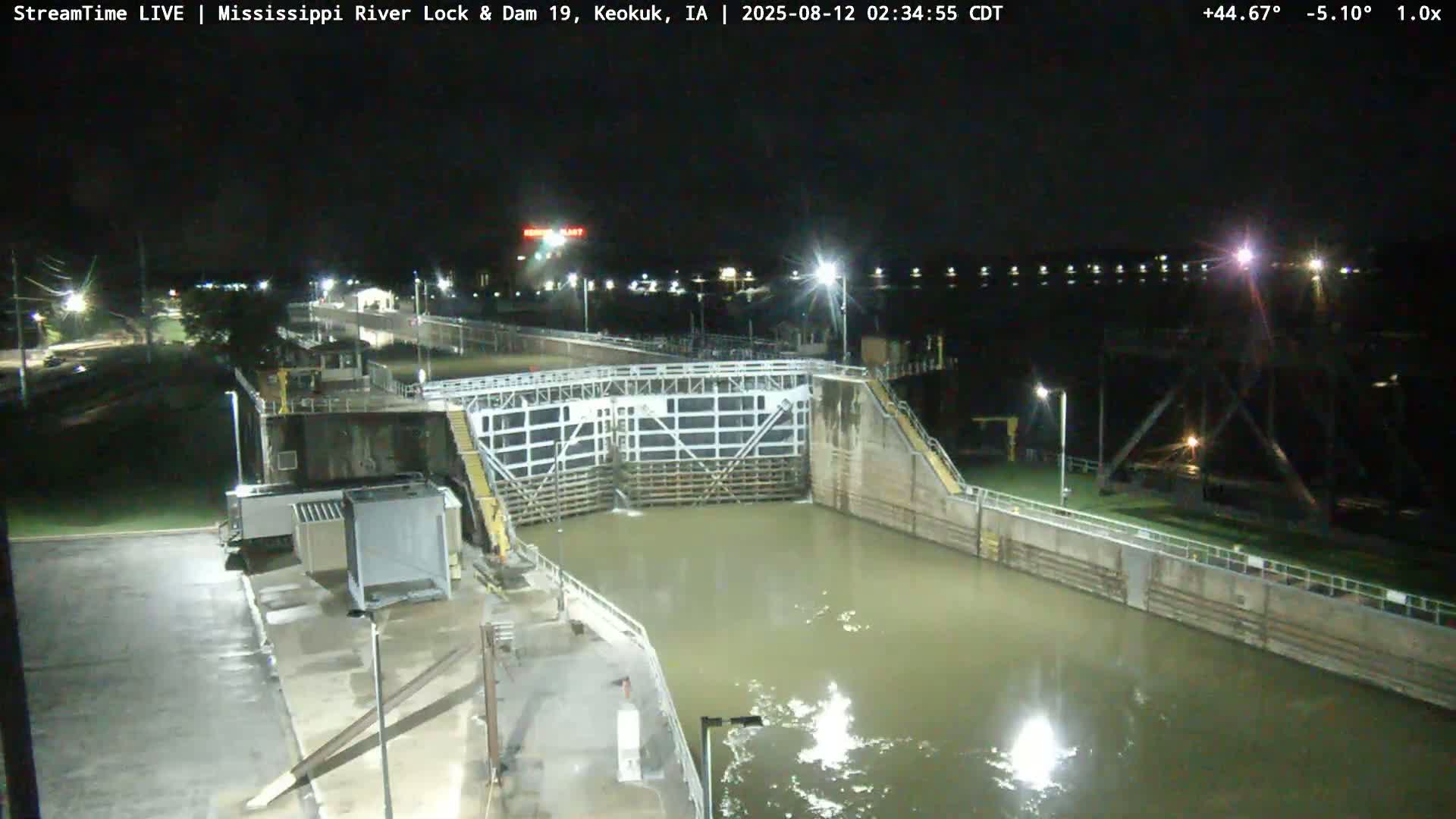 Keokuk Mississippi River Lock 19 Dam & Keokuk Power Plant Live Cam - Keokuk, Lee, Iowa, USA