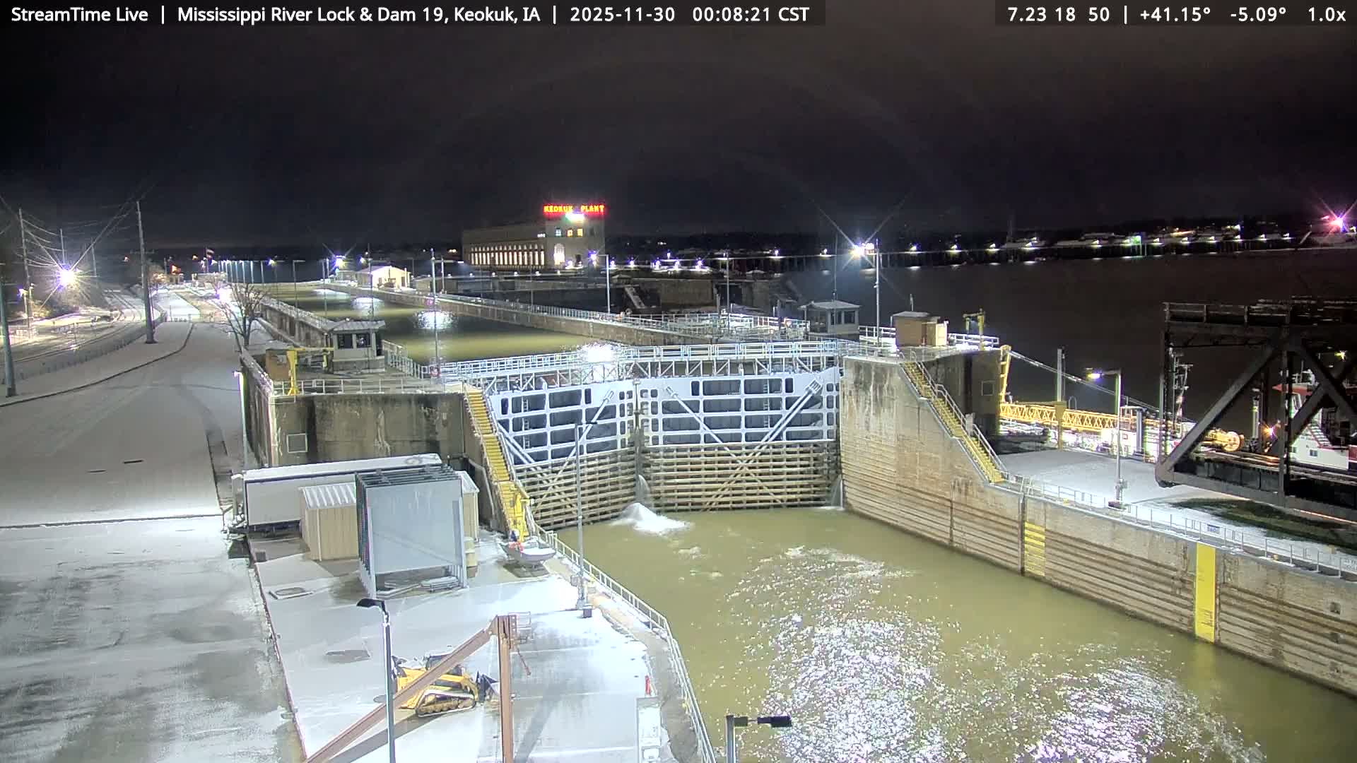 Keokuk Mississippi River Lock 19 Dam & Keokuk Power Plant Live Cam - Keokuk, Lee, Iowa, USA