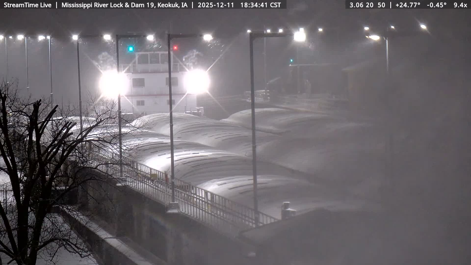 Keokuk Mississippi River Lock 19 Dam & Keokuk Power Plant Live Cam - Keokuk, Lee, Iowa, USA