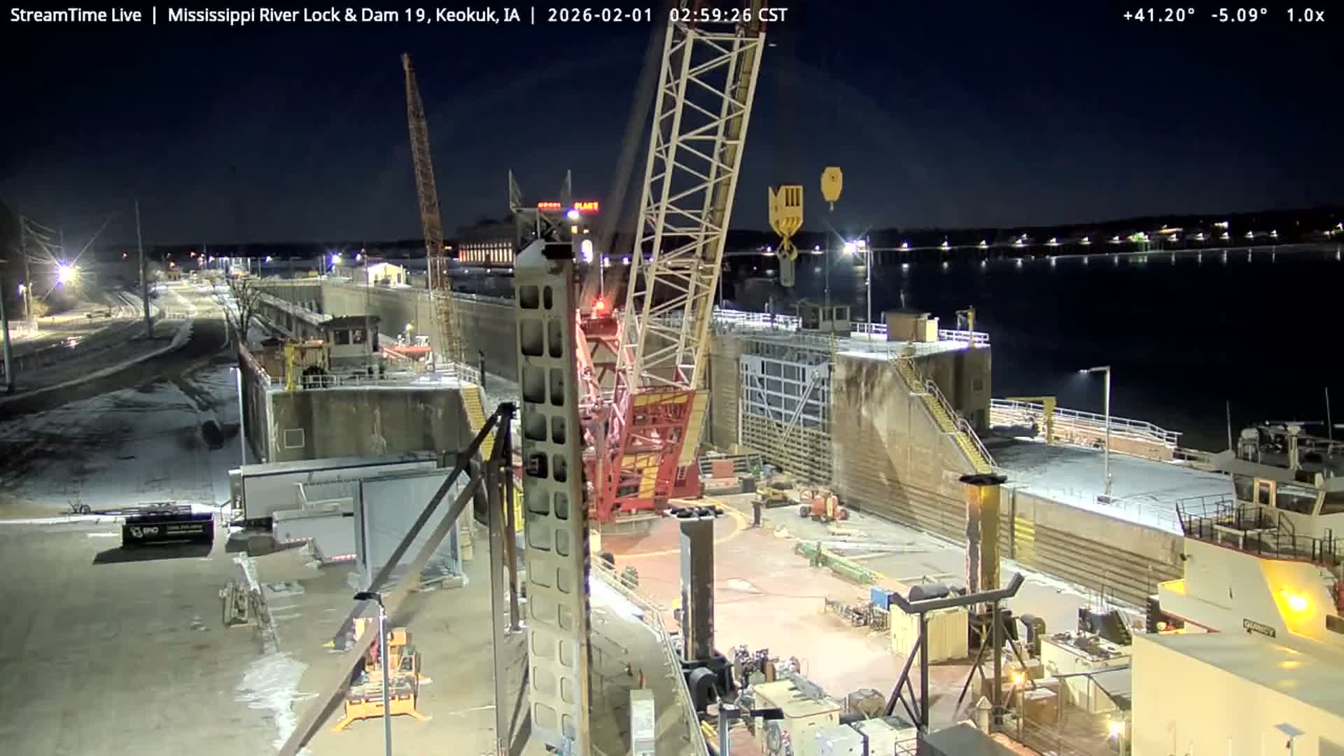 Keokuk Mississippi River Lock 19 Dam & Keokuk Power Plant Live Cam - Keokuk, Lee, Iowa, USA