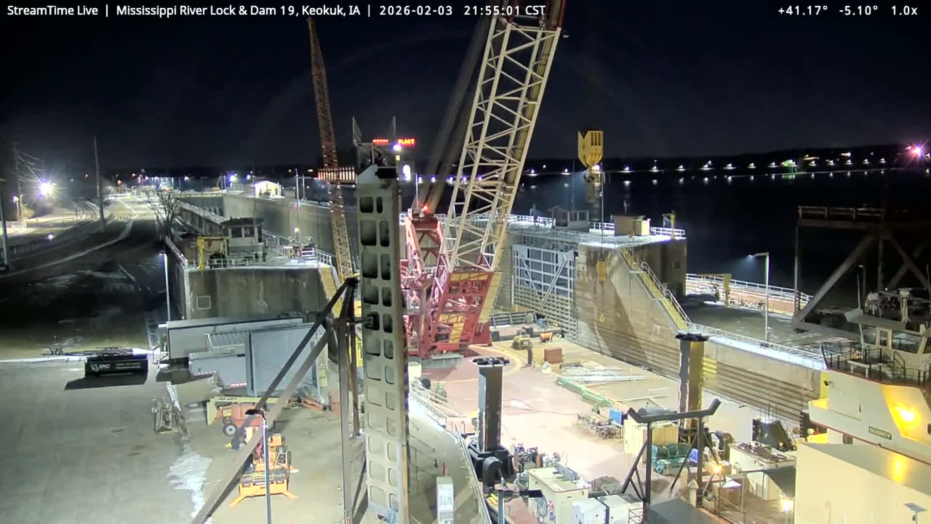 Keokuk Mississippi River Lock 19 Dam & Keokuk Power Plant Live Cam - Keokuk, Lee, Iowa, USA