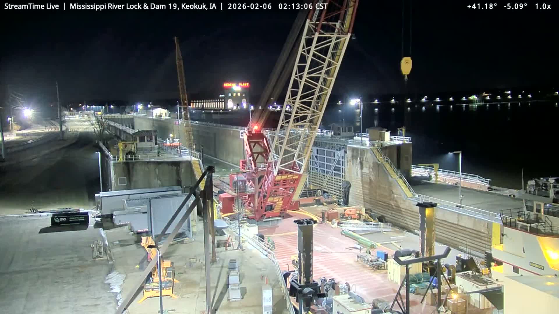 Keokuk Mississippi River Lock 19 Dam & Keokuk Power Plant Live Cam - Keokuk, Lee, Iowa, USA