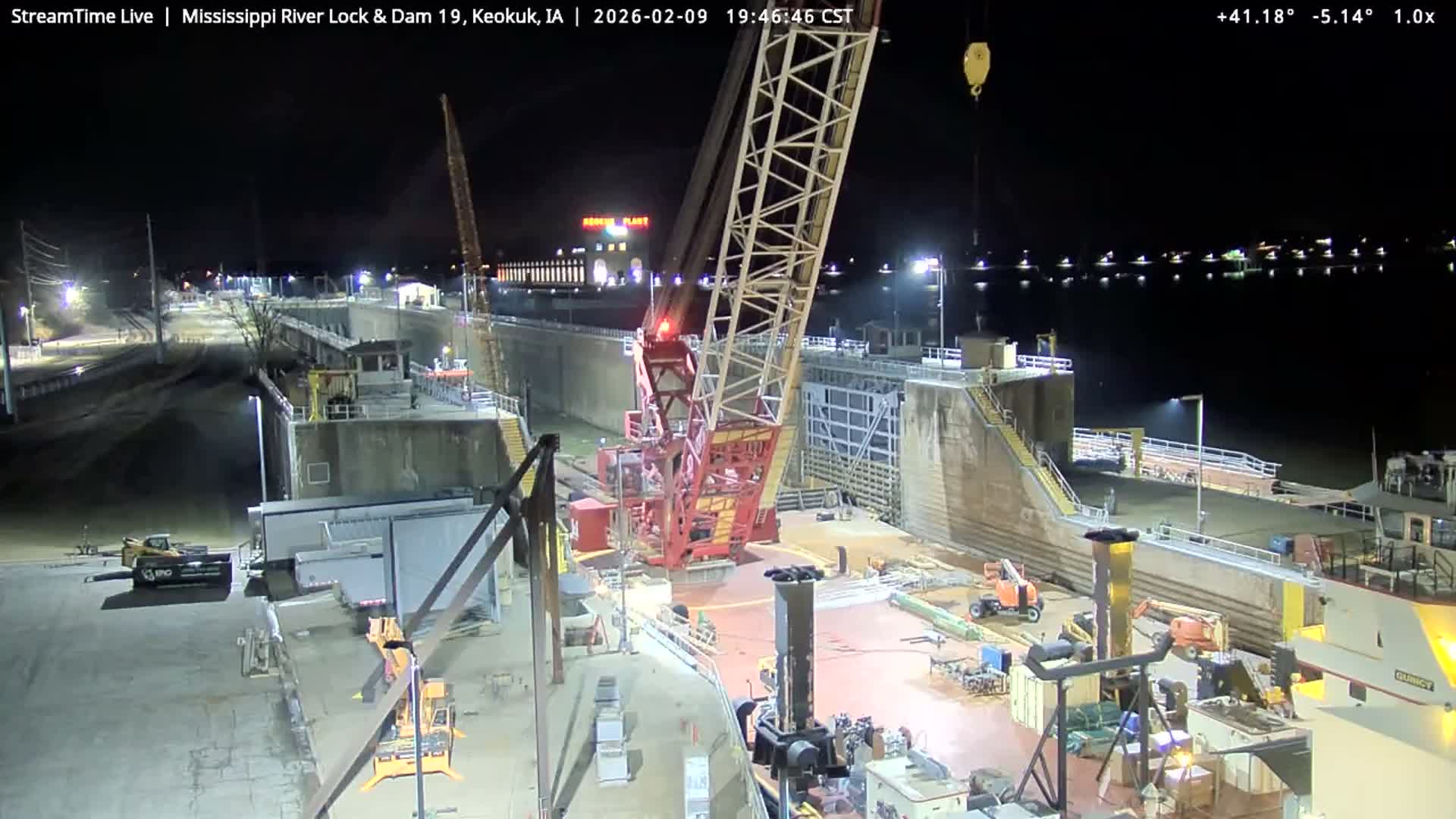 Keokuk Mississippi River Lock 19 Dam & Keokuk Power Plant Live Cam - Keokuk, Lee, Iowa, USA