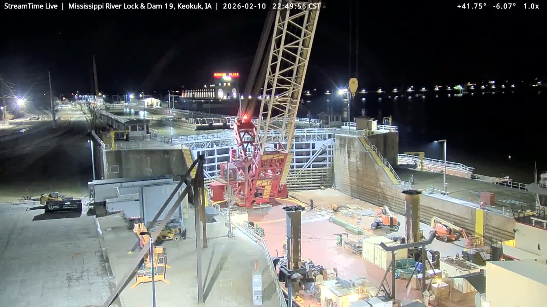 Keokuk Mississippi River Lock 19 Dam & Keokuk Power Plant Live Cam - Keokuk, Lee, Iowa, USA