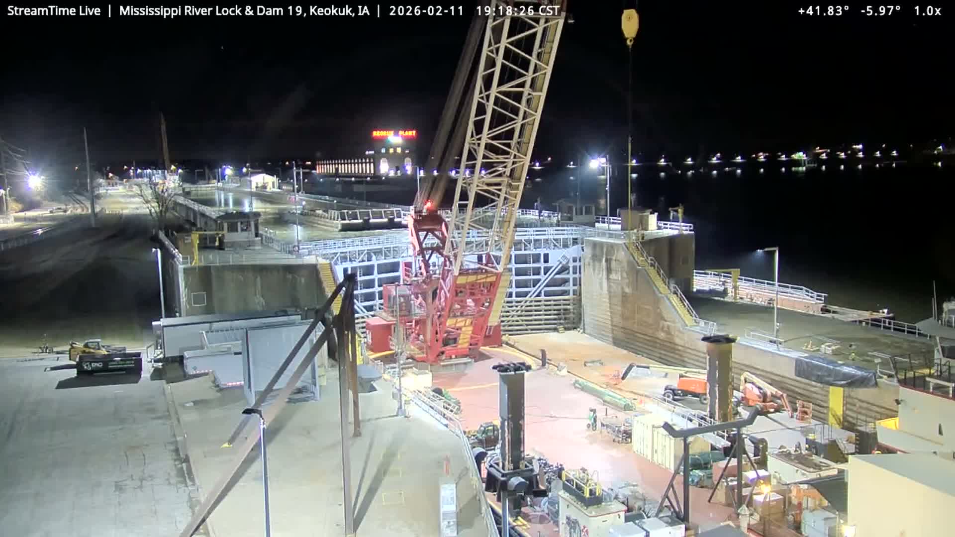 Keokuk Mississippi River Lock 19 Dam & Keokuk Power Plant Live Cam - Keokuk, Lee, Iowa, USA