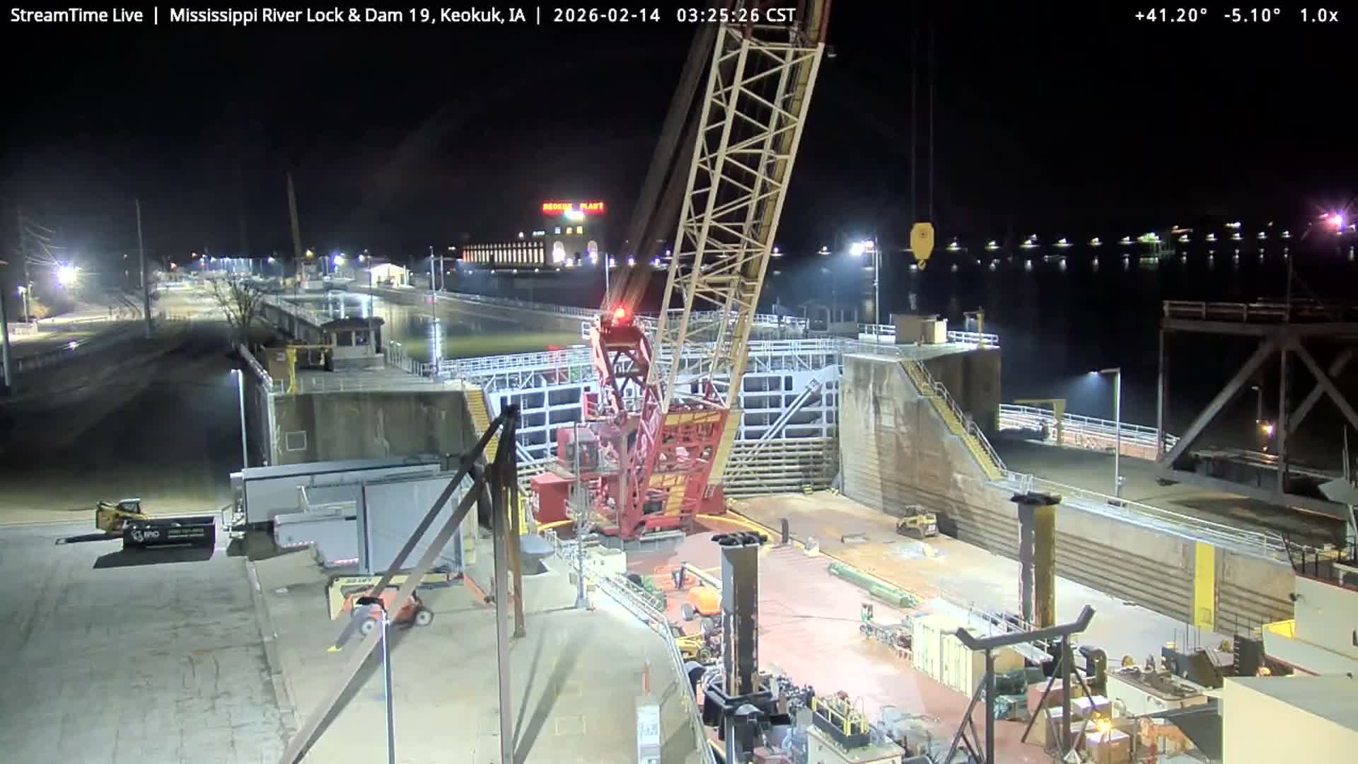 Keokuk Mississippi River Lock 19 Dam & Keokuk Power Plant Live Cam - Keokuk, Lee, Iowa, USA