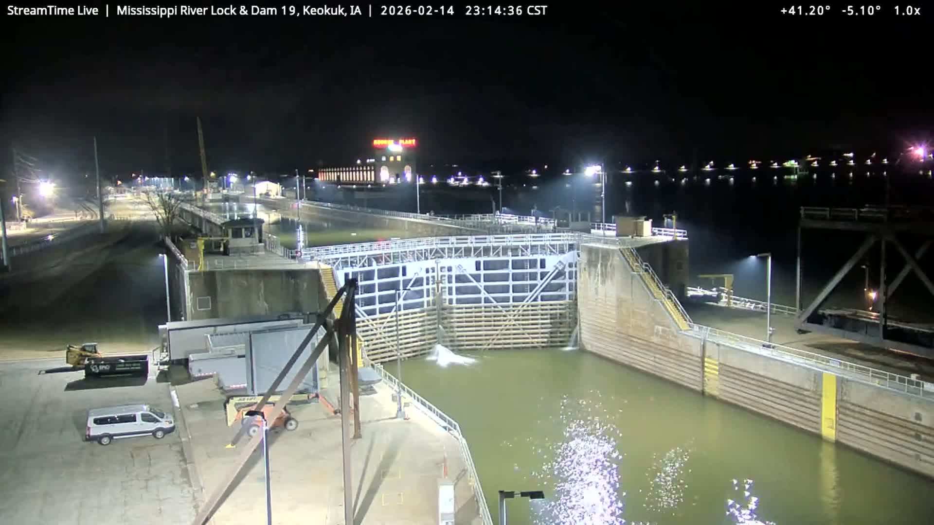Keokuk Mississippi River Lock 19 Dam & Keokuk Power Plant Live Cam - Keokuk, Lee, Iowa, USA