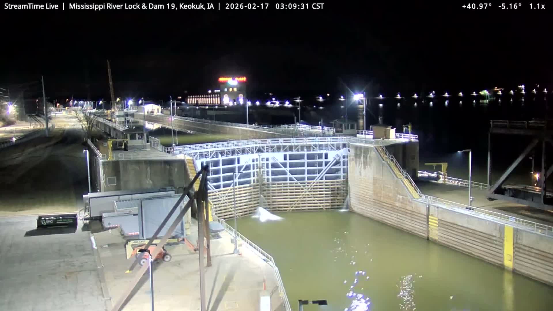 Keokuk Mississippi River Lock 19 Dam & Keokuk Power Plant Live Cam - Keokuk, Lee, Iowa, USA