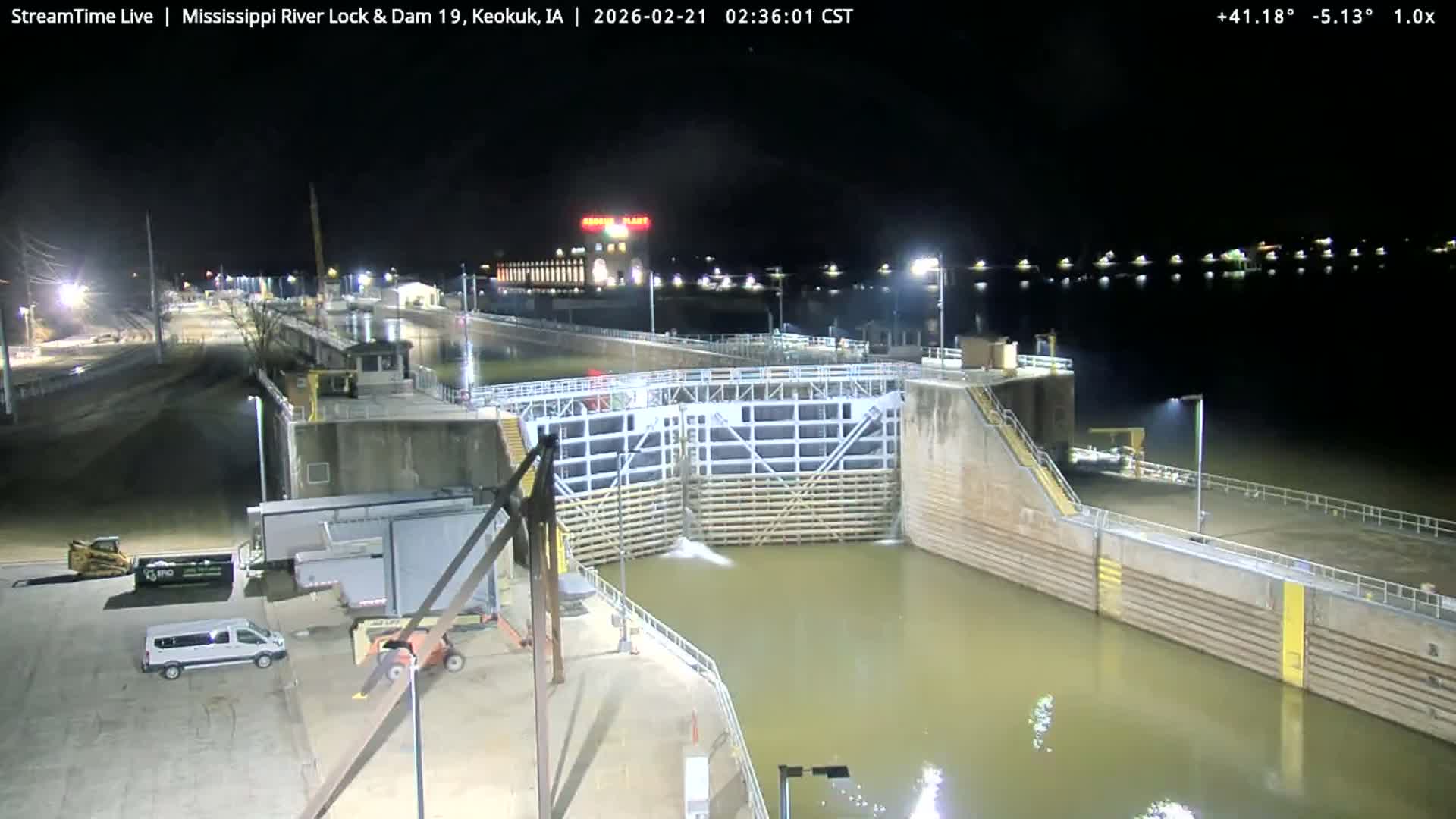Keokuk Mississippi River Lock 19 Dam & Keokuk Power Plant Live Cam - Keokuk, Lee, Iowa, USA