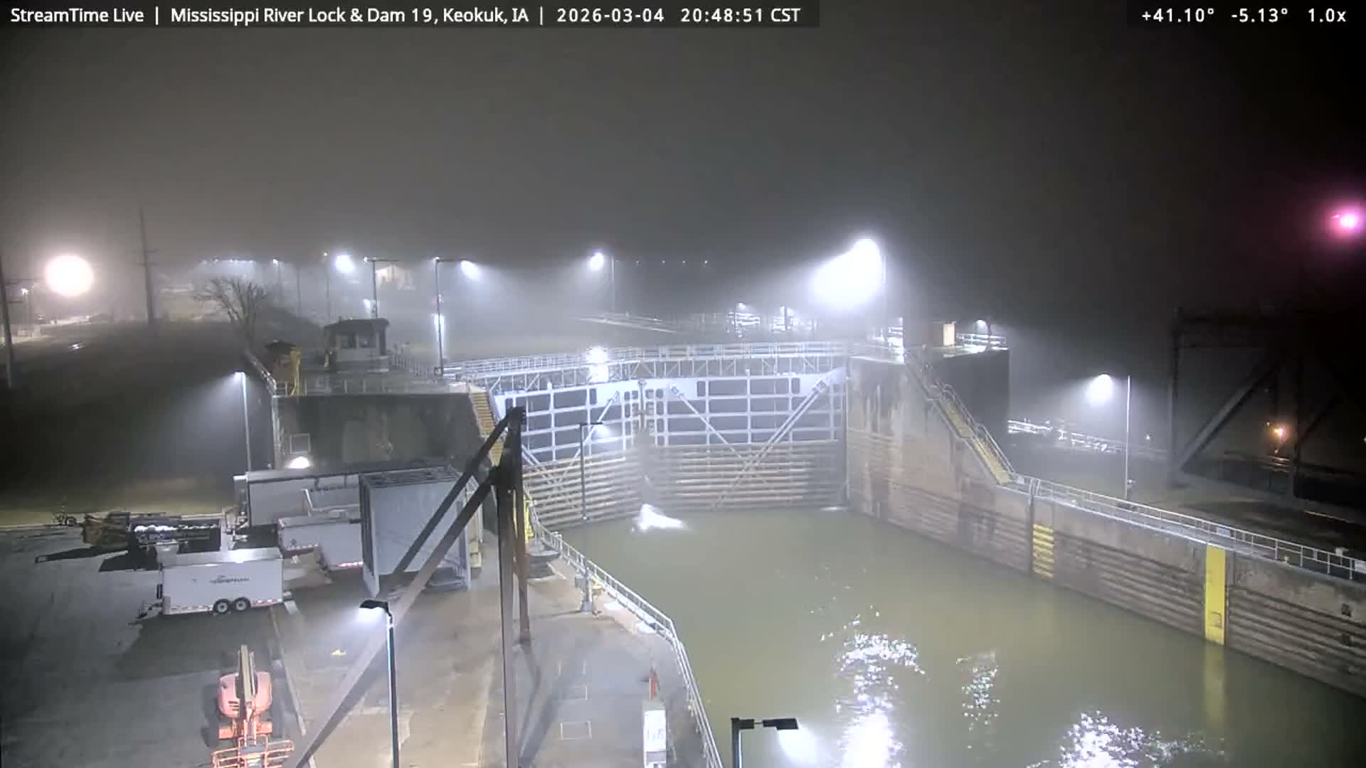 Keokuk Mississippi River Lock 19 Dam & Keokuk Power Plant Live Cam - Keokuk, Lee, Iowa, USA