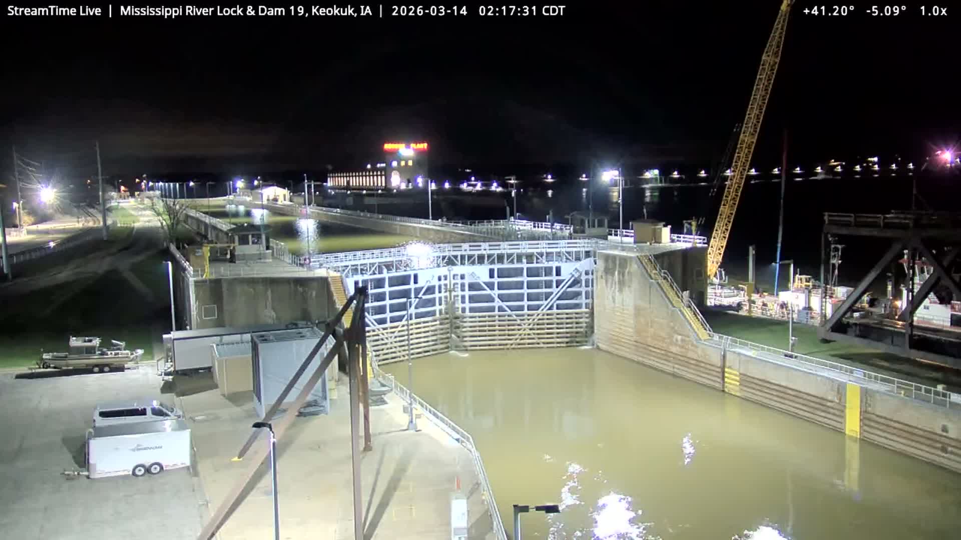 Keokuk Mississippi River Lock 19 Dam & Keokuk Power Plant Live Cam - Keokuk, Lee, Iowa, USA