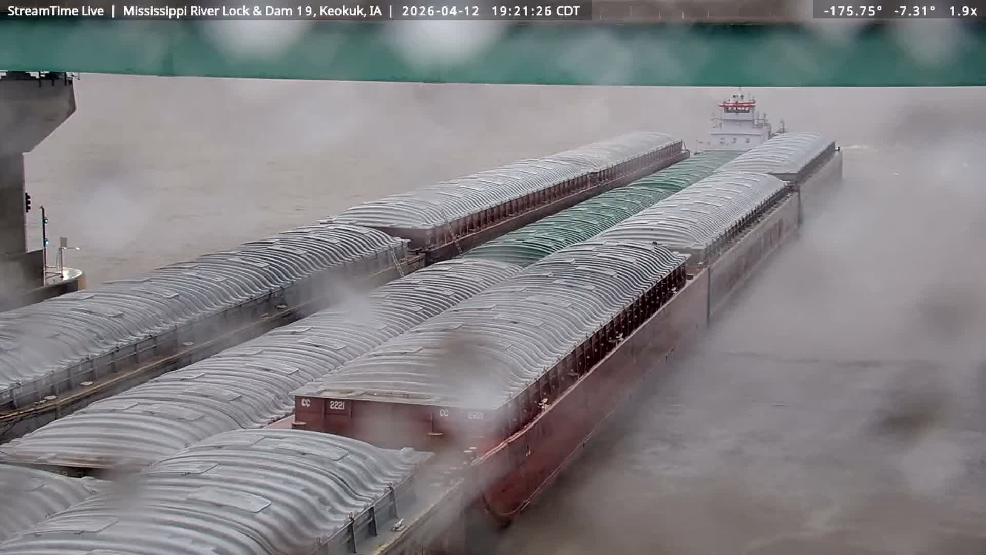 Keokuk Mississippi River Lock 19 Dam & Keokuk Power Plant Live Cam - Keokuk, Lee, Iowa, USA