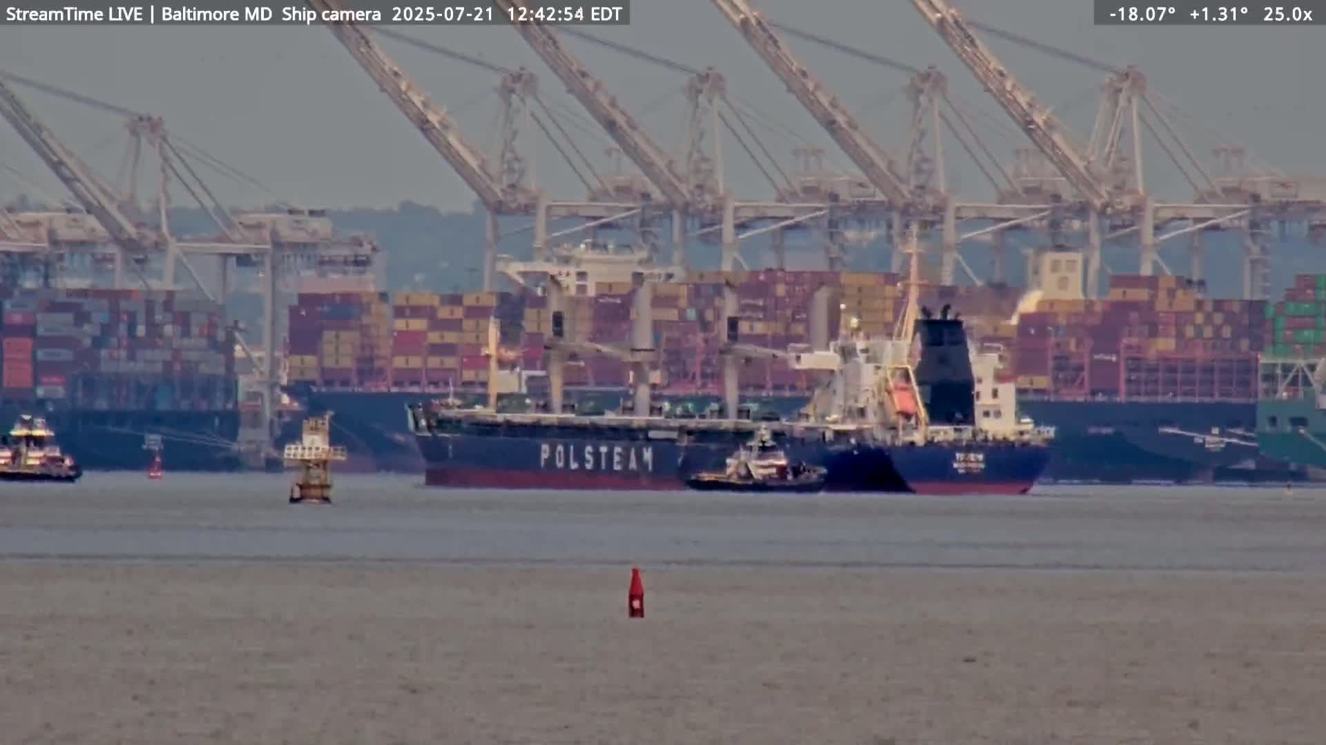 Baltimore Silhouette & Brandon Shores Power Plant Pier  from Fort Smallwood Park Live Cam - Pasadena, Anne Arundel, Maryland, USA