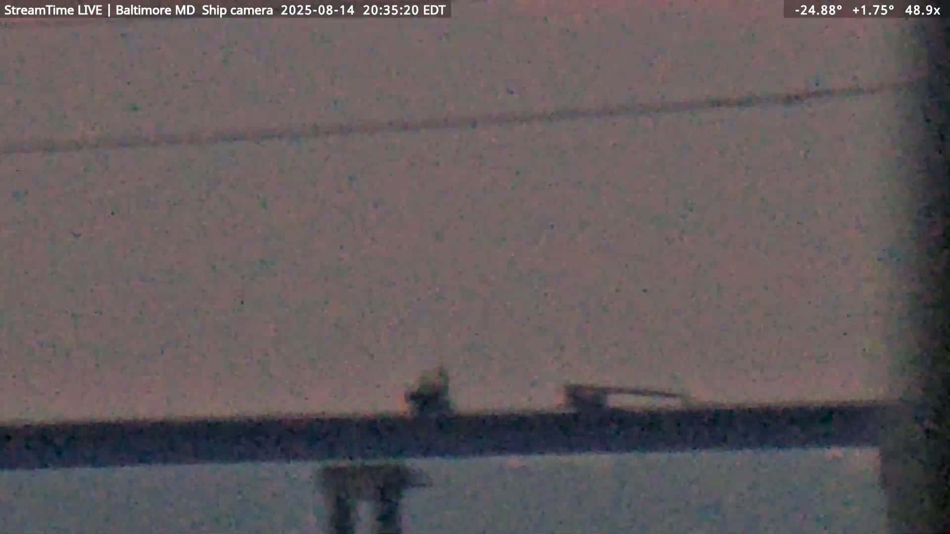 Baltimore Silhouette & Brandon Shores Power Plant Pier  from Fort Smallwood Park Live Cam - Pasadena, Anne Arundel, Maryland, USA