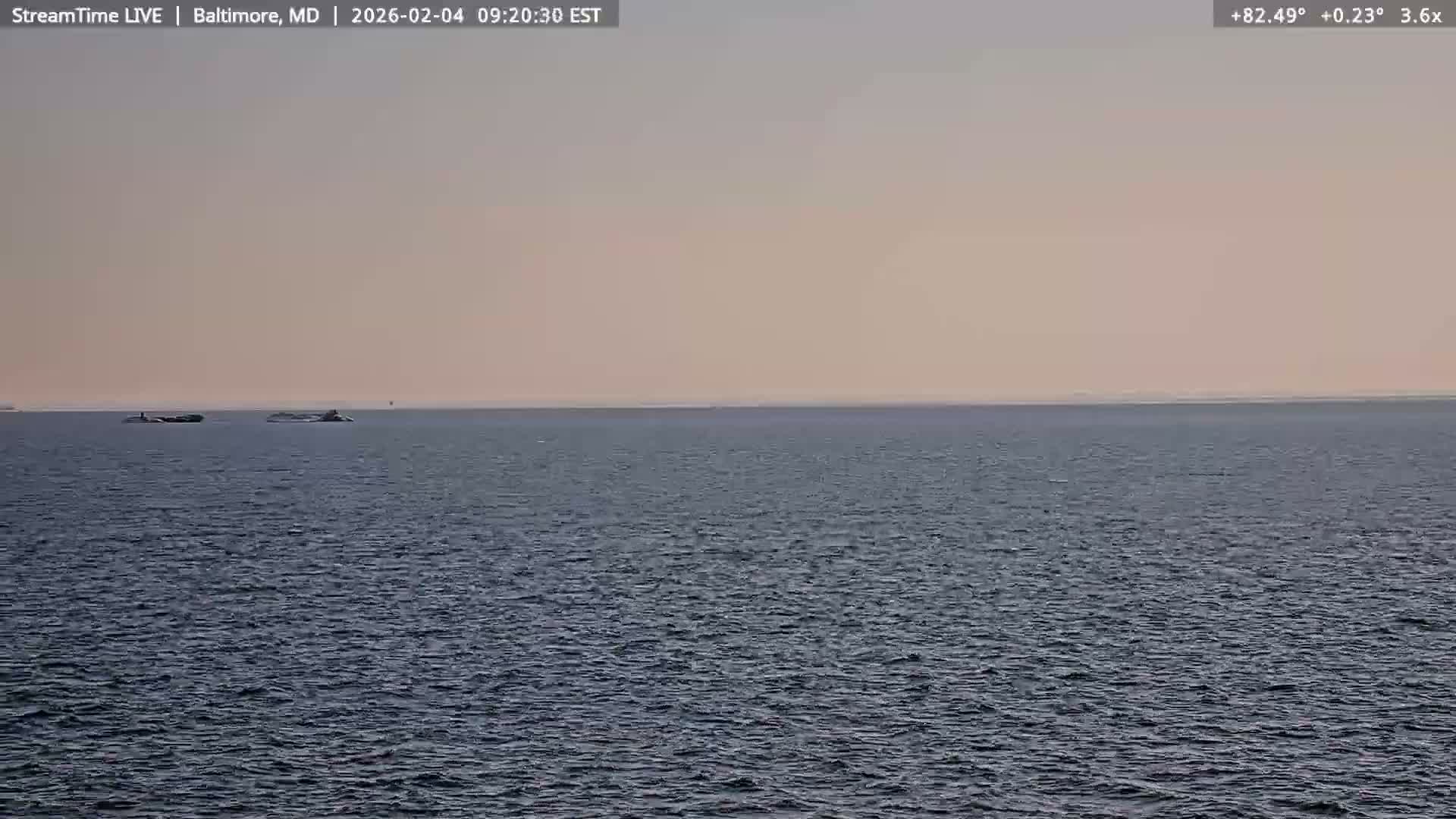 Baltimore Silhouette & Brandon Shores Power Plant Pier  from Fort Smallwood Park Live Cam - Pasadena, Anne Arundel, Maryland, USA