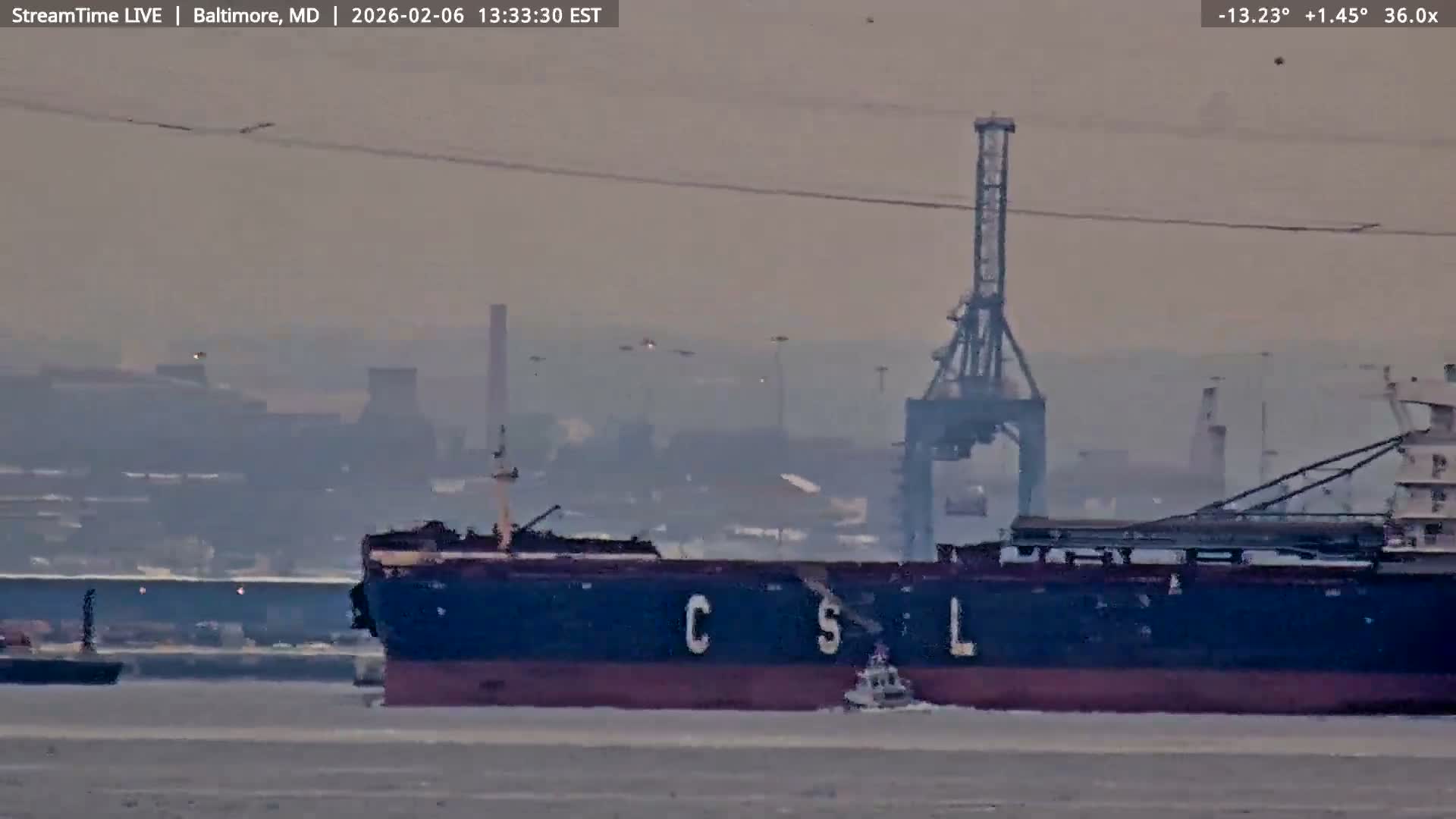 Baltimore Silhouette & Brandon Shores Power Plant Pier  from Fort Smallwood Park Live Cam - Pasadena, Anne Arundel, Maryland, USA