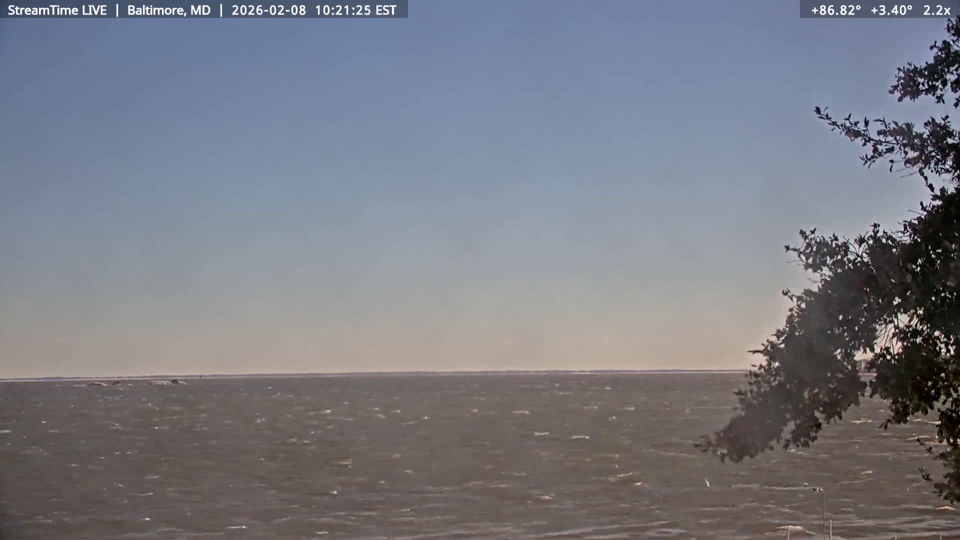 Baltimore Silhouette & Brandon Shores Power Plant Pier  from Fort Smallwood Park Live Cam - Pasadena, Anne Arundel, Maryland, USA