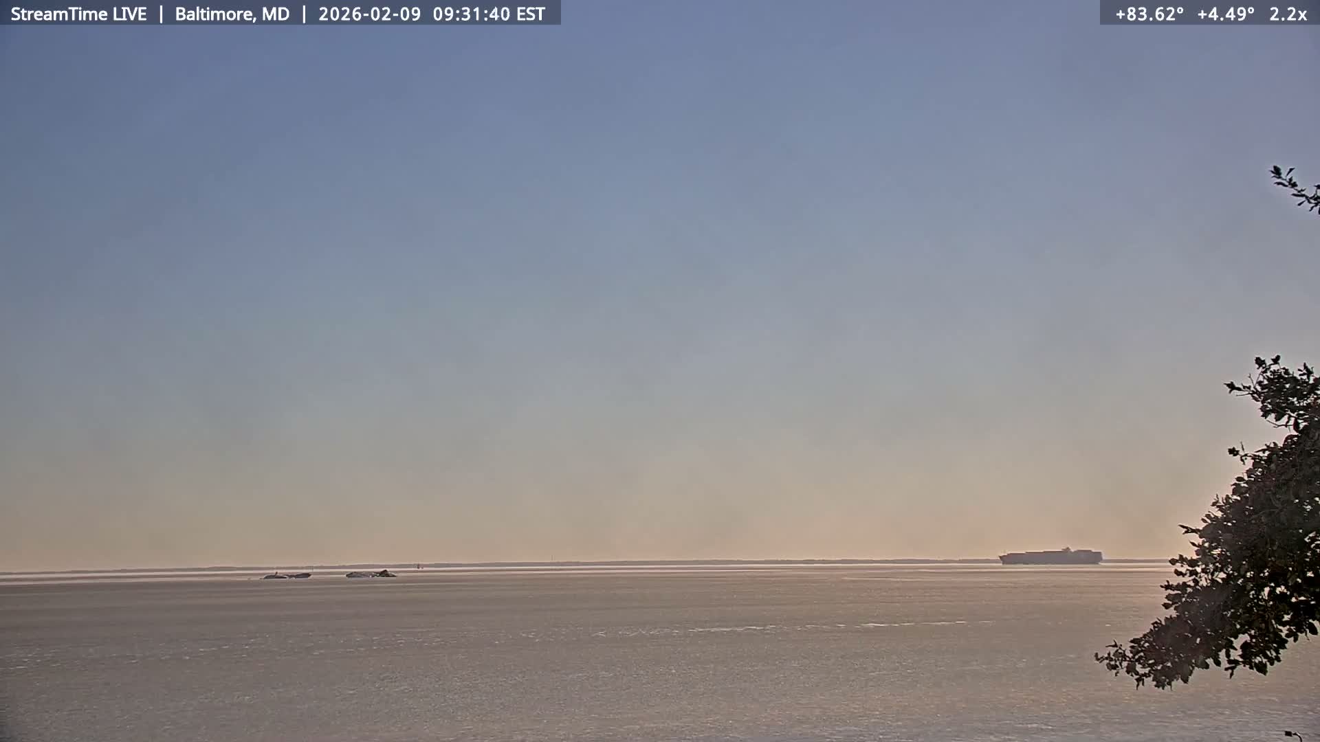Baltimore Silhouette & Brandon Shores Power Plant Pier  from Fort Smallwood Park Live Cam - Pasadena, Anne Arundel, Maryland, USA