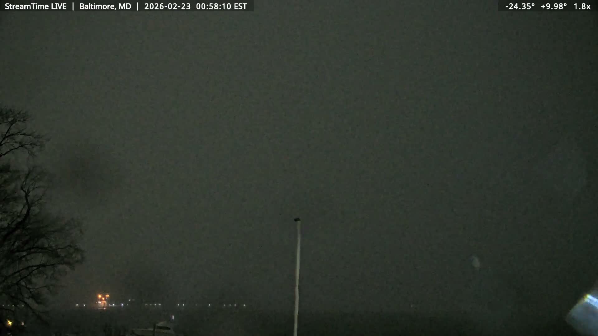 Baltimore Silhouette & Brandon Shores Power Plant Pier  from Fort Smallwood Park Live Cam - Pasadena, Anne Arundel, Maryland, USA