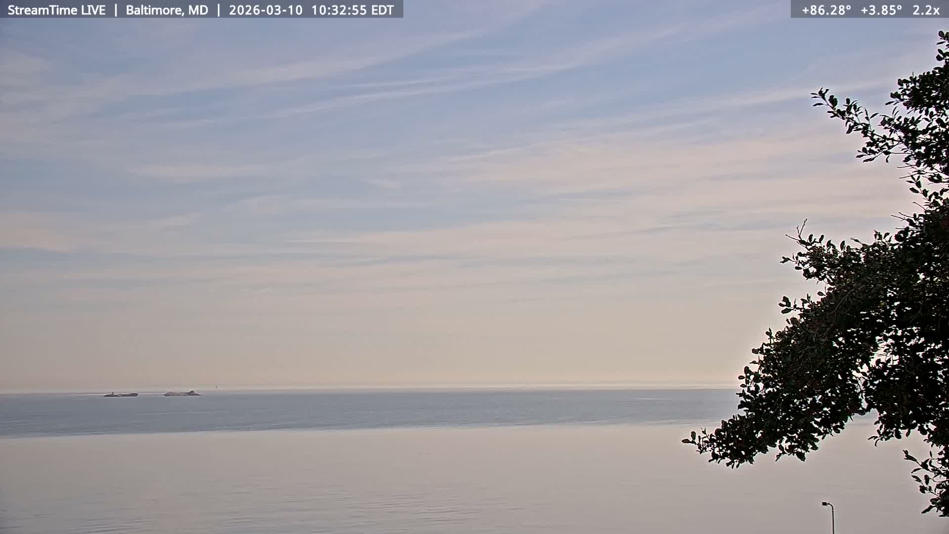 Baltimore Silhouette & Brandon Shores Power Plant Pier  from Fort Smallwood Park Live Cam - Pasadena, Anne Arundel, Maryland, USA
