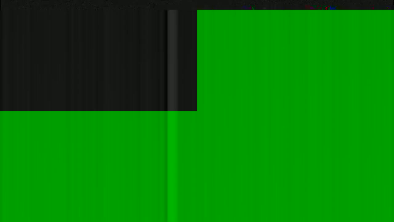 The image shows a predominantly green screen with a smaller, dark gray section at the top.