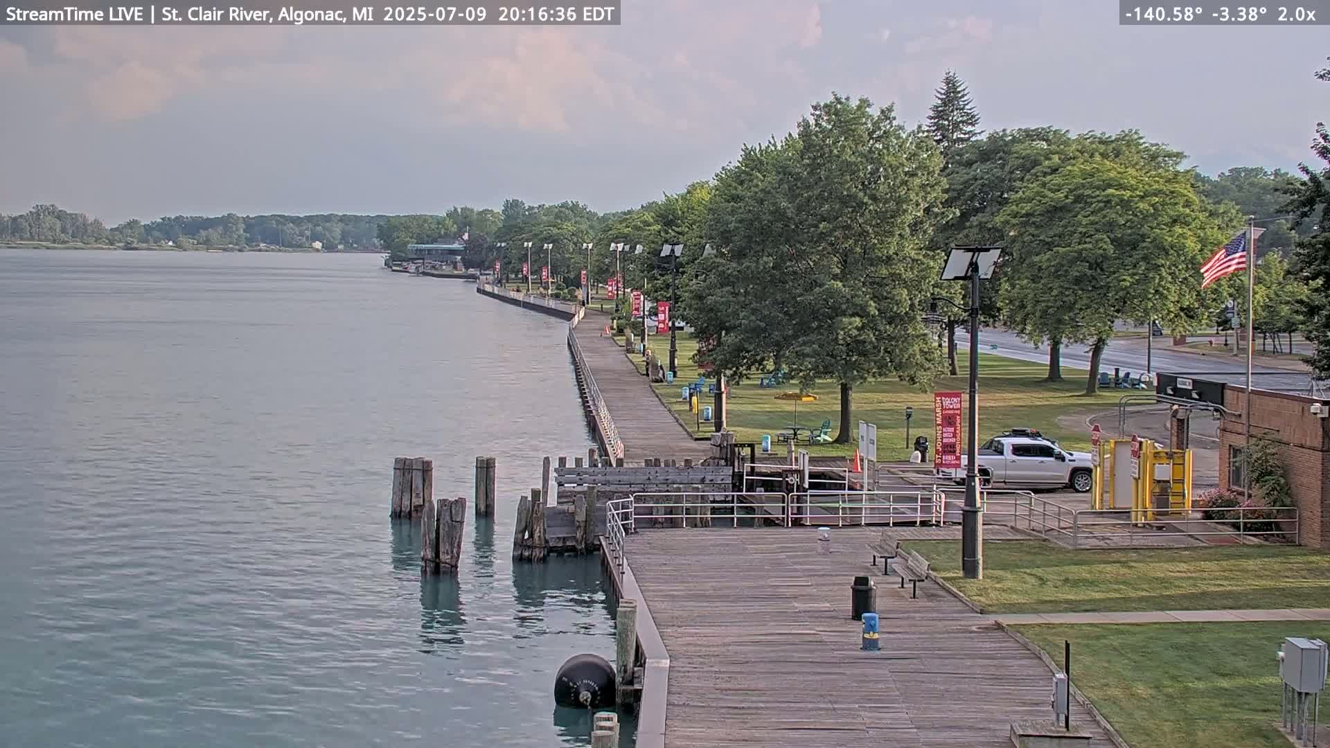Algonac Village & St. Clair River & USA - Canada Border View Live Cam - Algonac, St. Clair, Michigan, USA