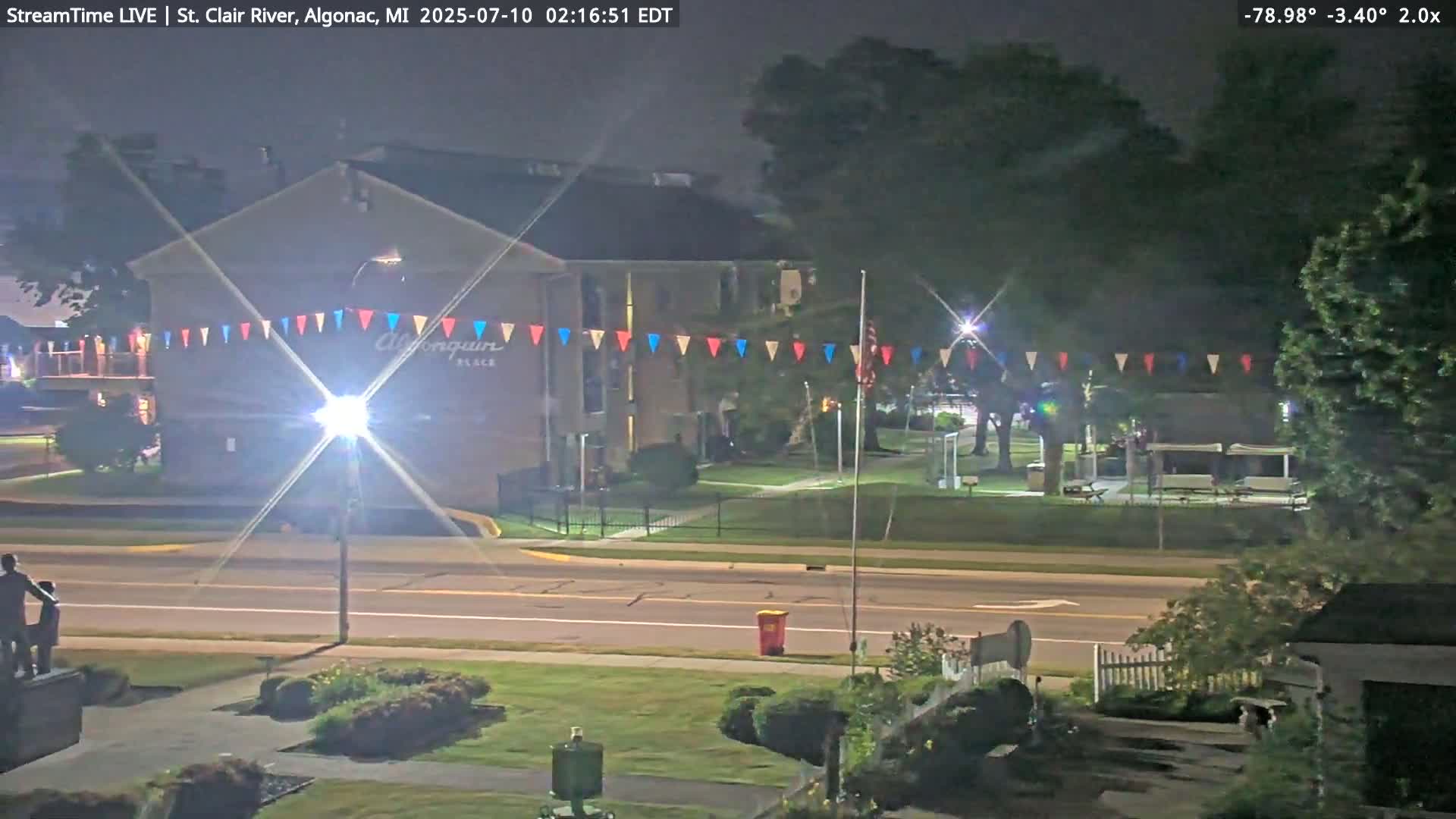 Algonac Village & St. Clair River & USA - Canada Border View Live Cam - Algonac, St. Clair, Michigan, USA