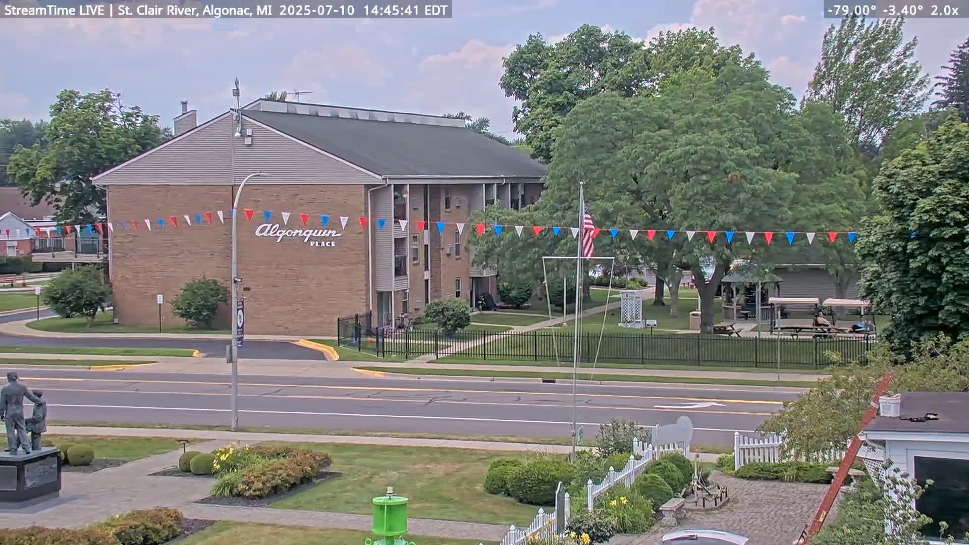 Algonac Village & St. Clair River & USA - Canada Border View Live Cam - Algonac, St. Clair, Michigan, USA