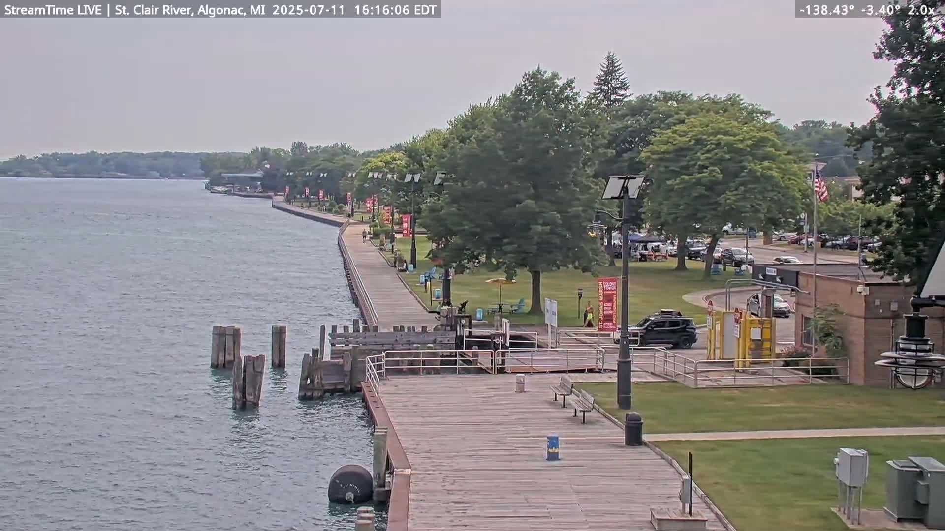Algonac Village & St. Clair River & USA - Canada Border View Live Cam - Algonac, St. Clair, Michigan, USA
