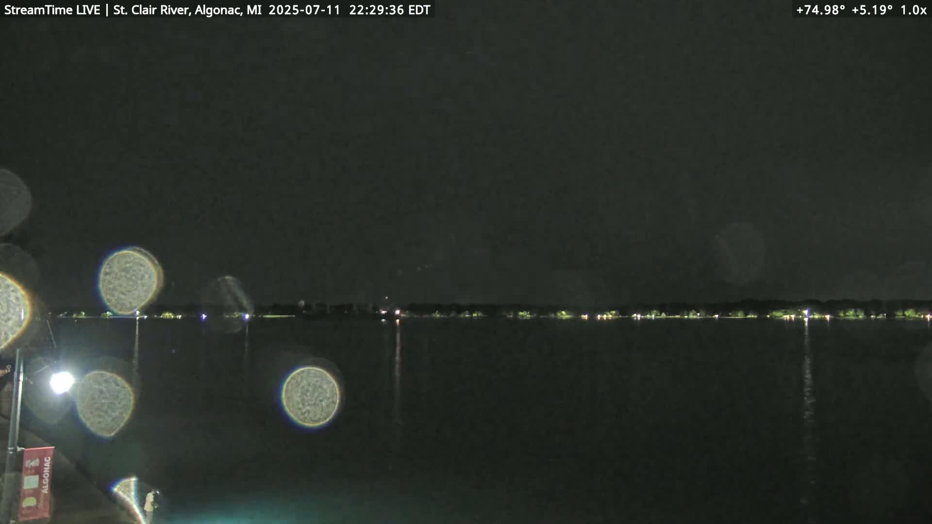 Algonac Village & St. Clair River & USA - Canada Border View Live Cam - Algonac, St. Clair, Michigan, USA